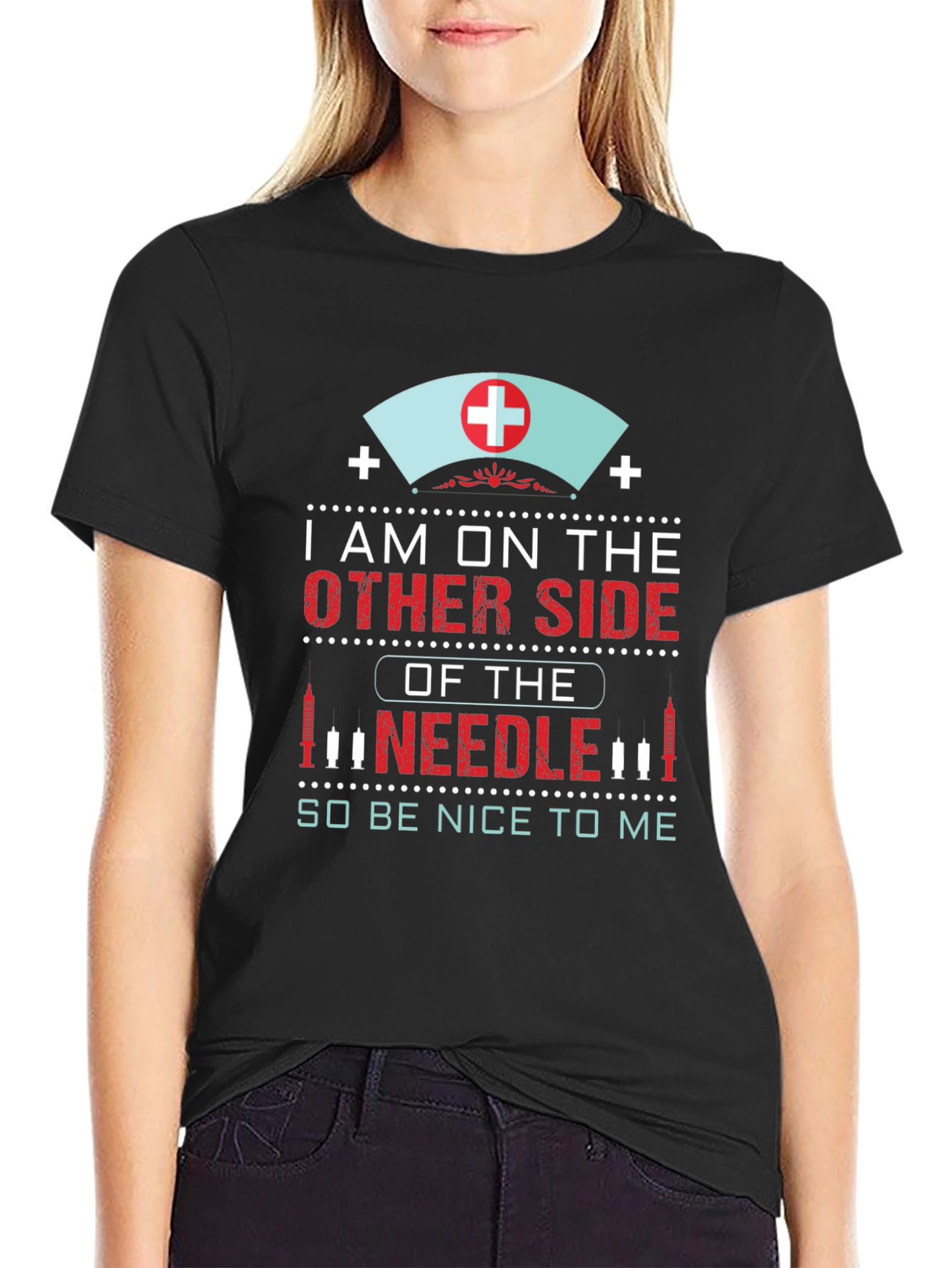 Black Nurse Needle T-Shirt: I'm on the Other Side view 2