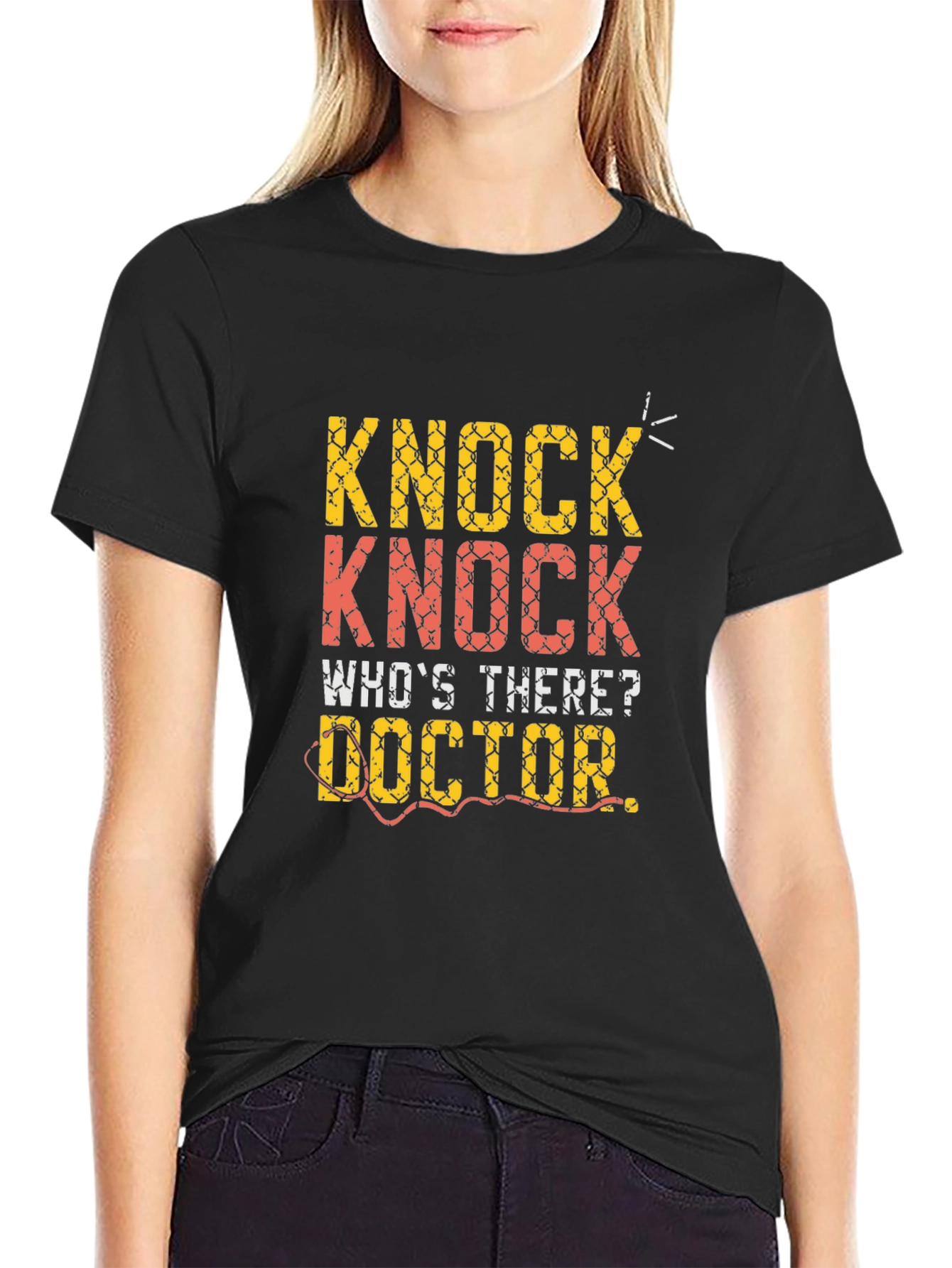 Black Knock Knock Doctor T-Shirt view 2