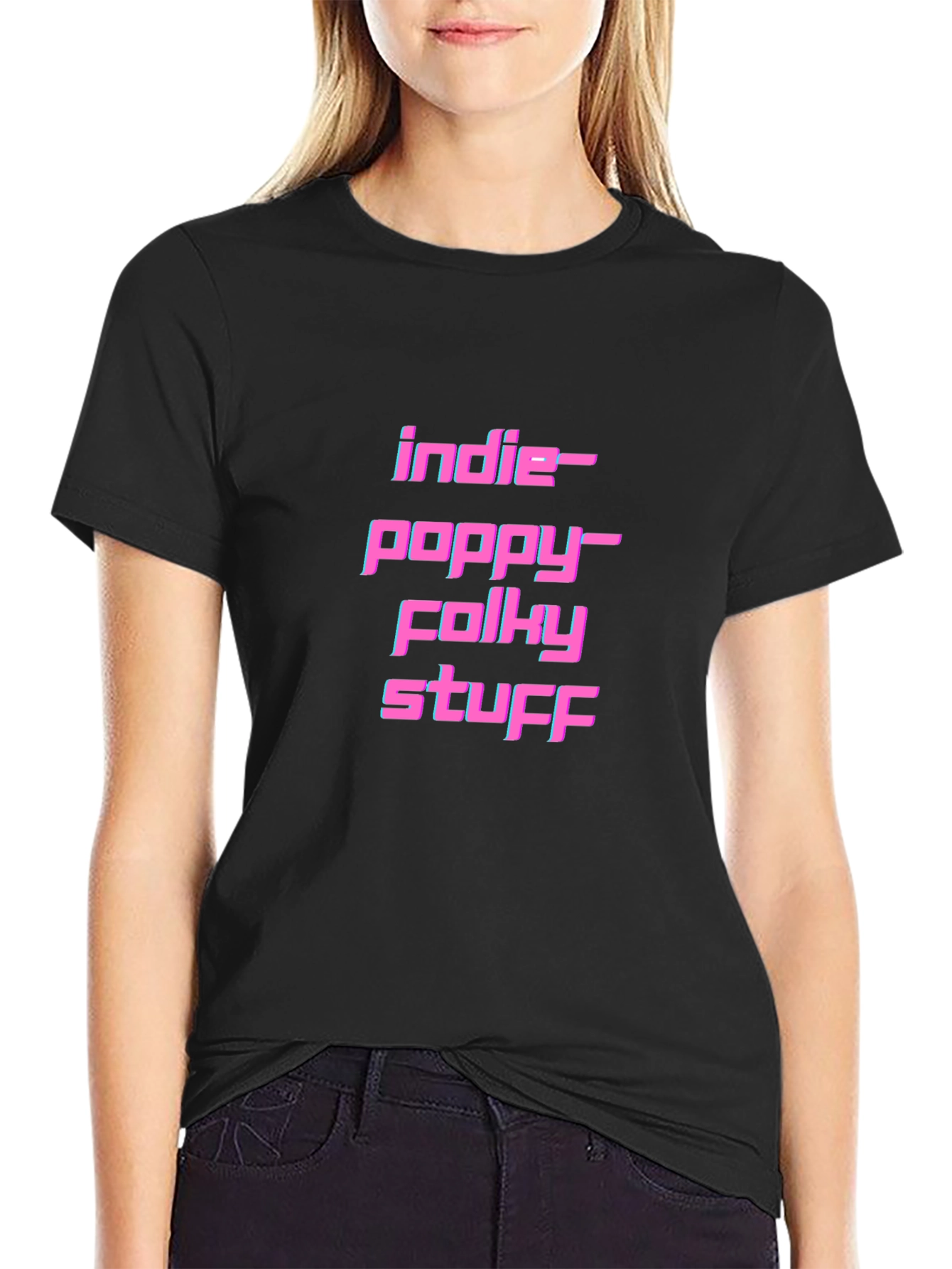 Black Indie-Poppy-Folky Stuff Graphic Tee view 2