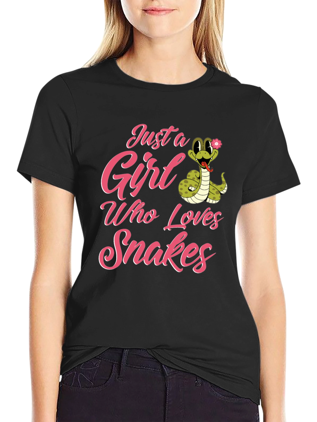 Black Just a Girl Who Loves Snakes T-Shirt view 2