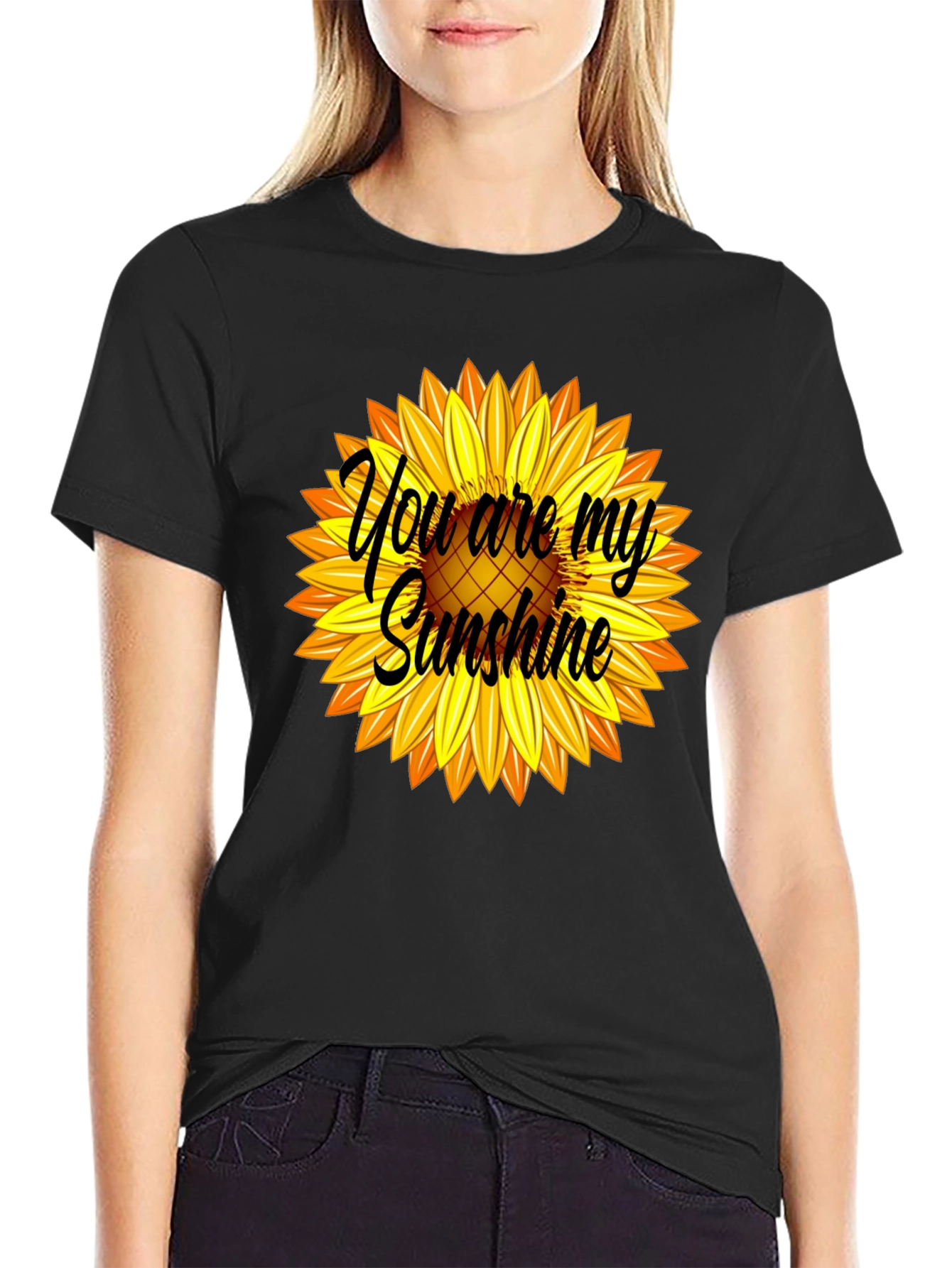 Black You Are My Sunshine Sunflower Graphic Tee view 2