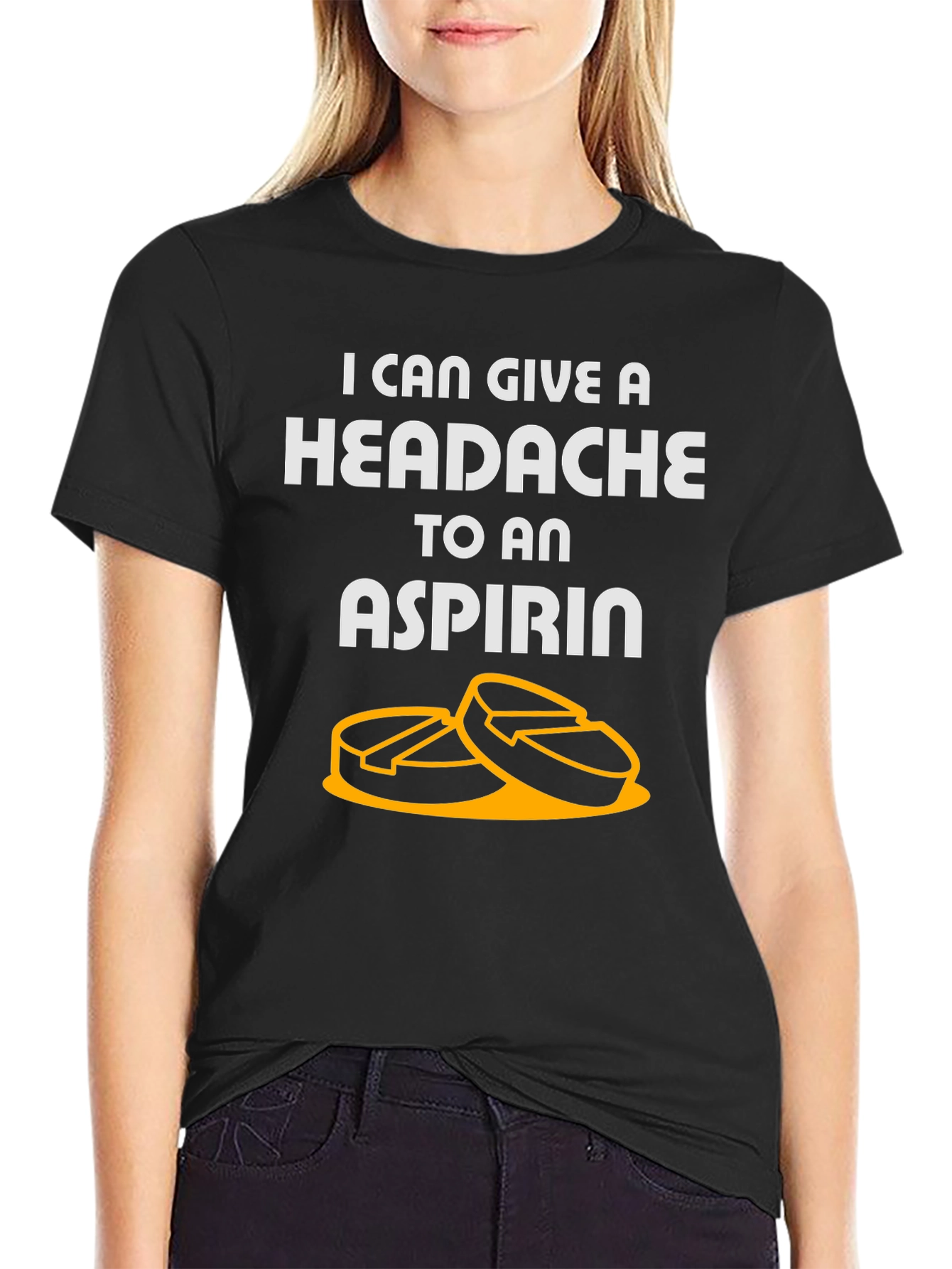 Black Headache to Aspirin Graphic T-Shirt view 2