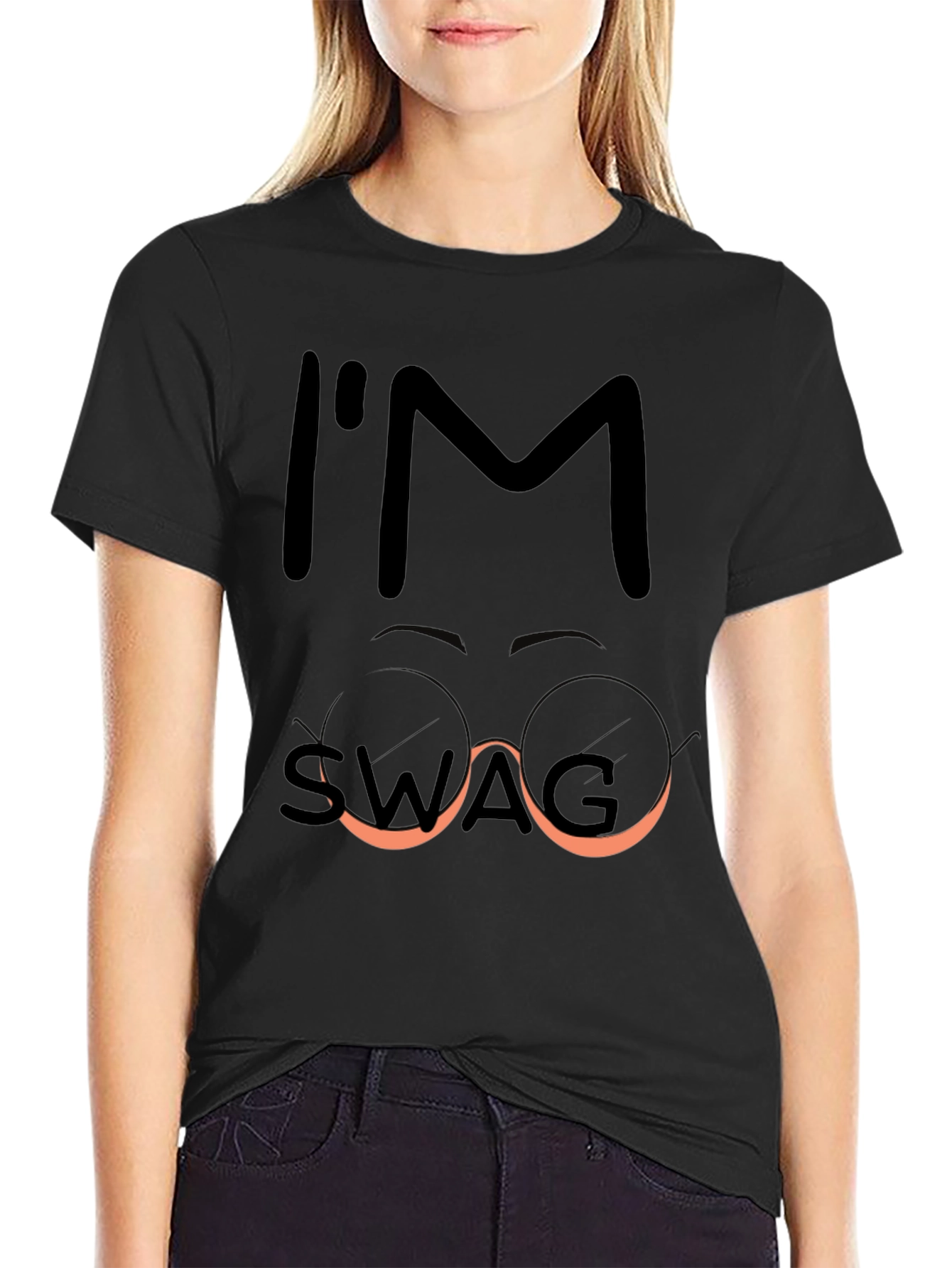 Black I'm Swag Funny Graphic Tee - Black view 2