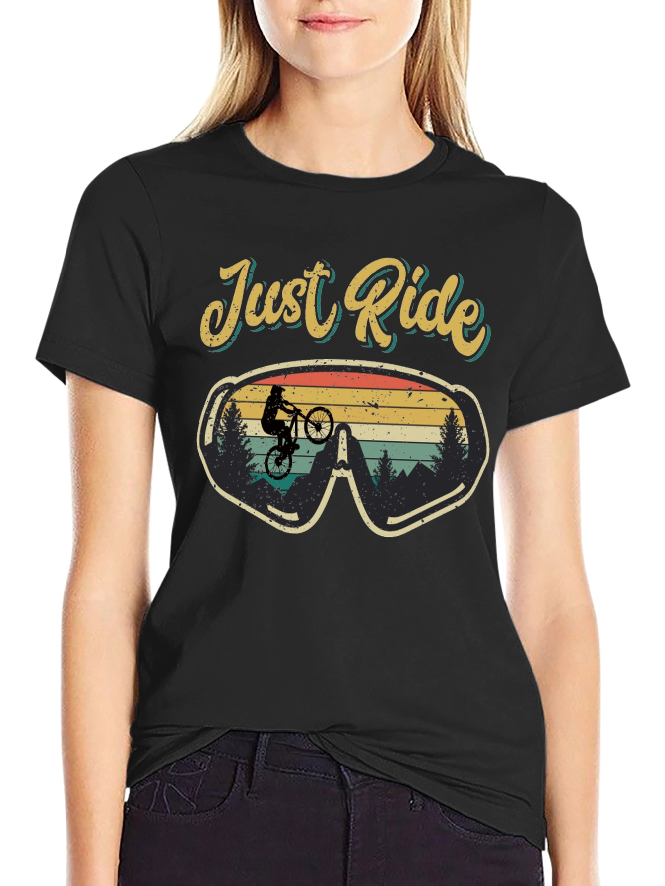Black Just Ride Black T-Shirt - Mountain Biking view 2