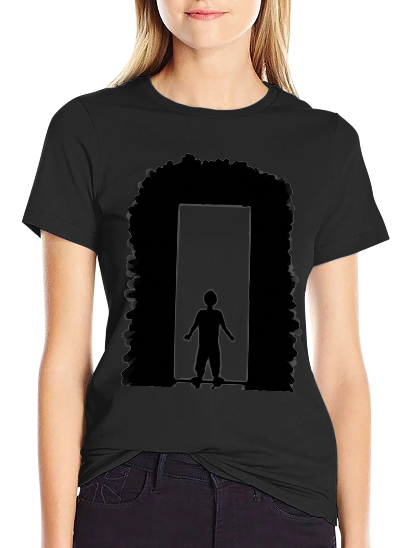 Black Afro Doorway Graphic T-Shirt - Black view 2