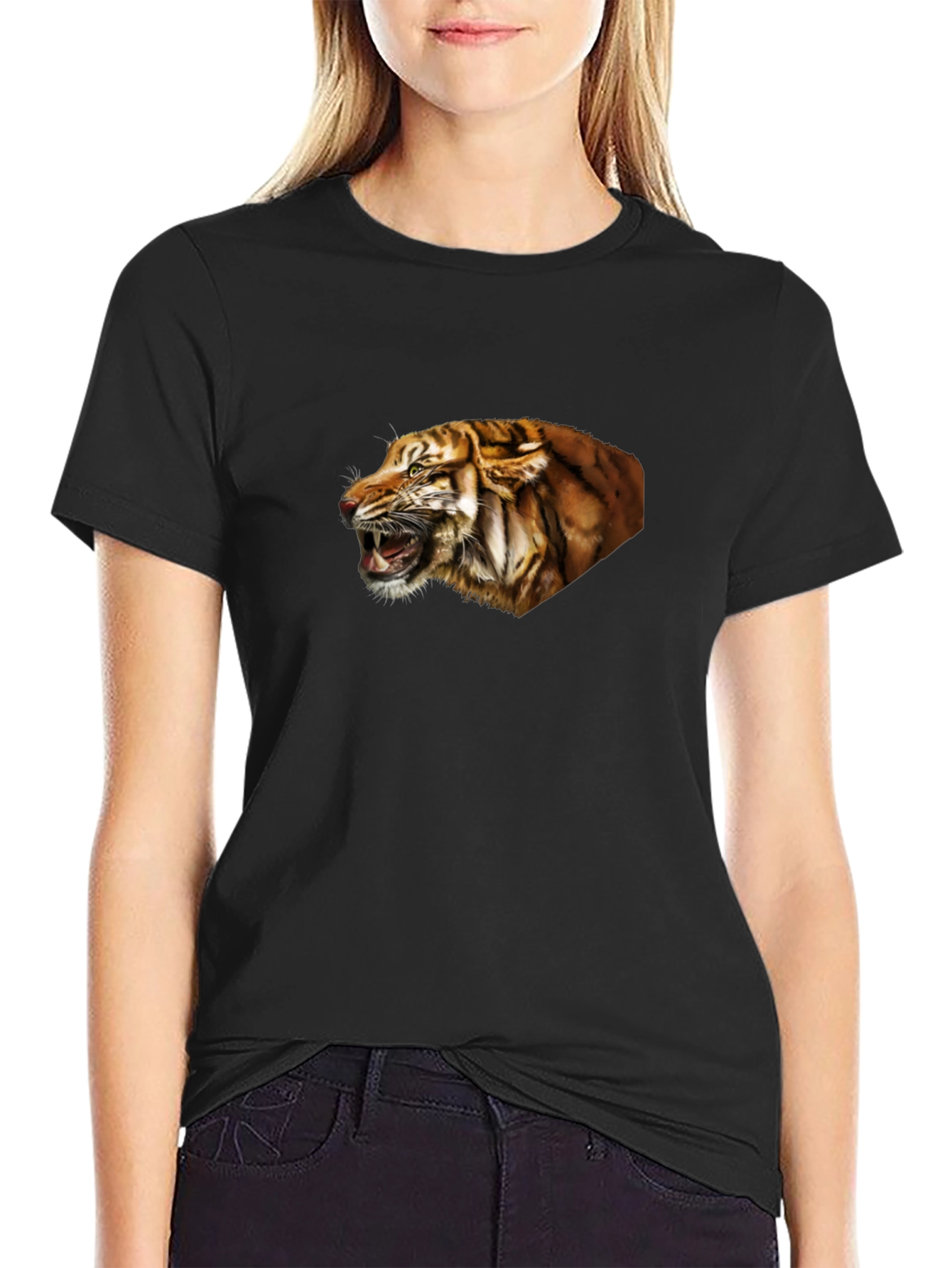 Black Tiger Graphic Tee - Fierce Black T-Shirt view 2