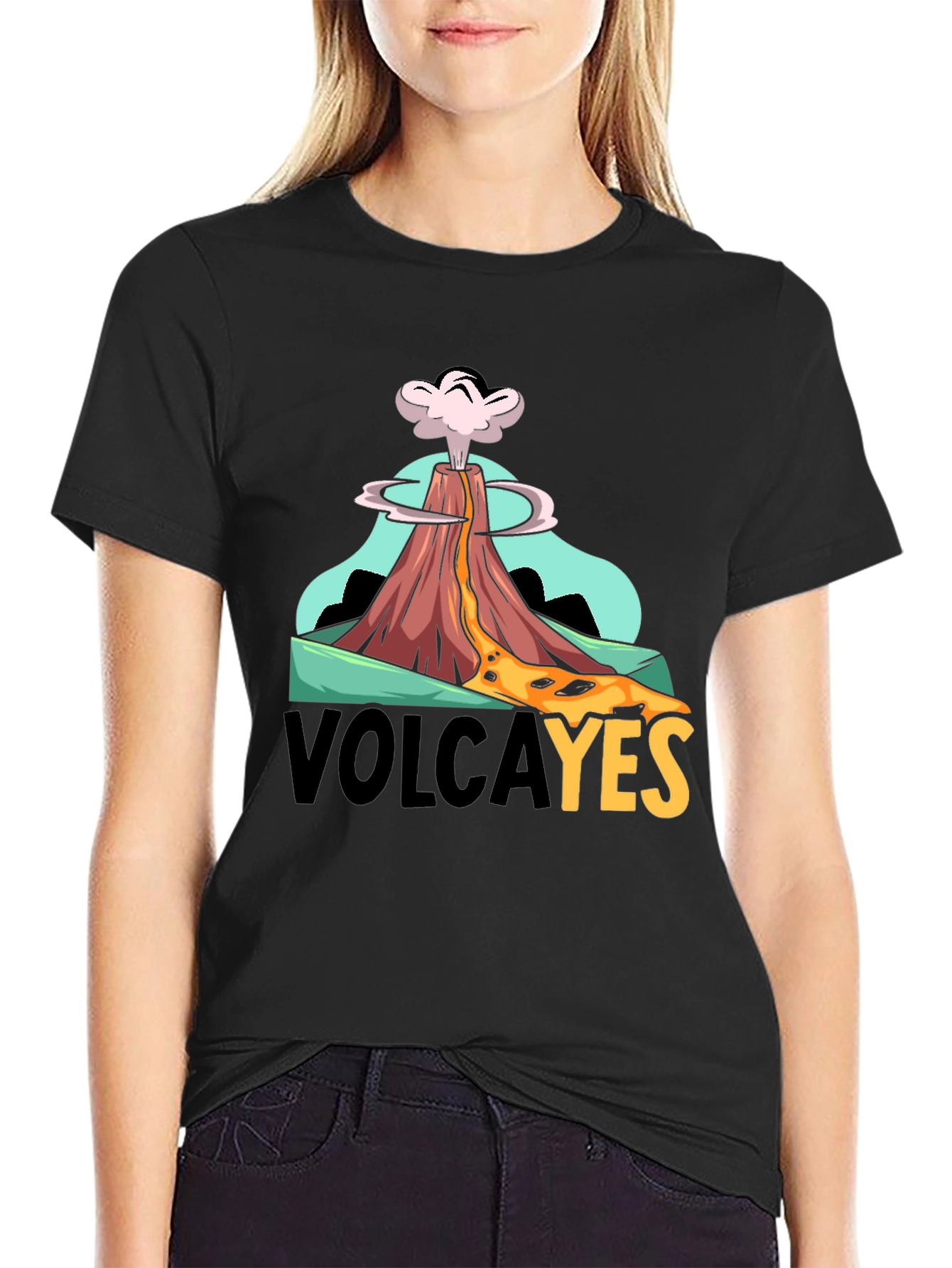 Black VolcaYES T-Shirt - Volcano Graphic Tee view 2