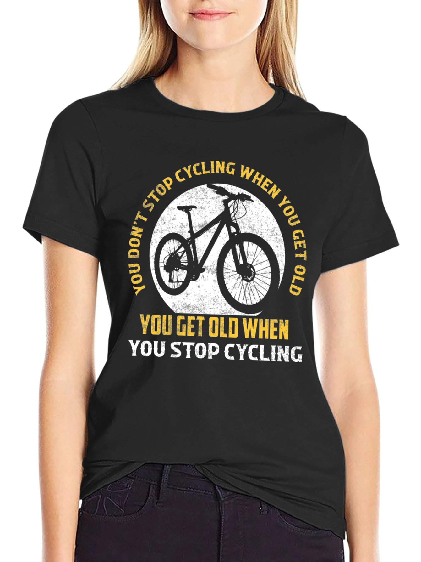 Black Cycling T-Shirt: Don't Stop Cycling! view 2