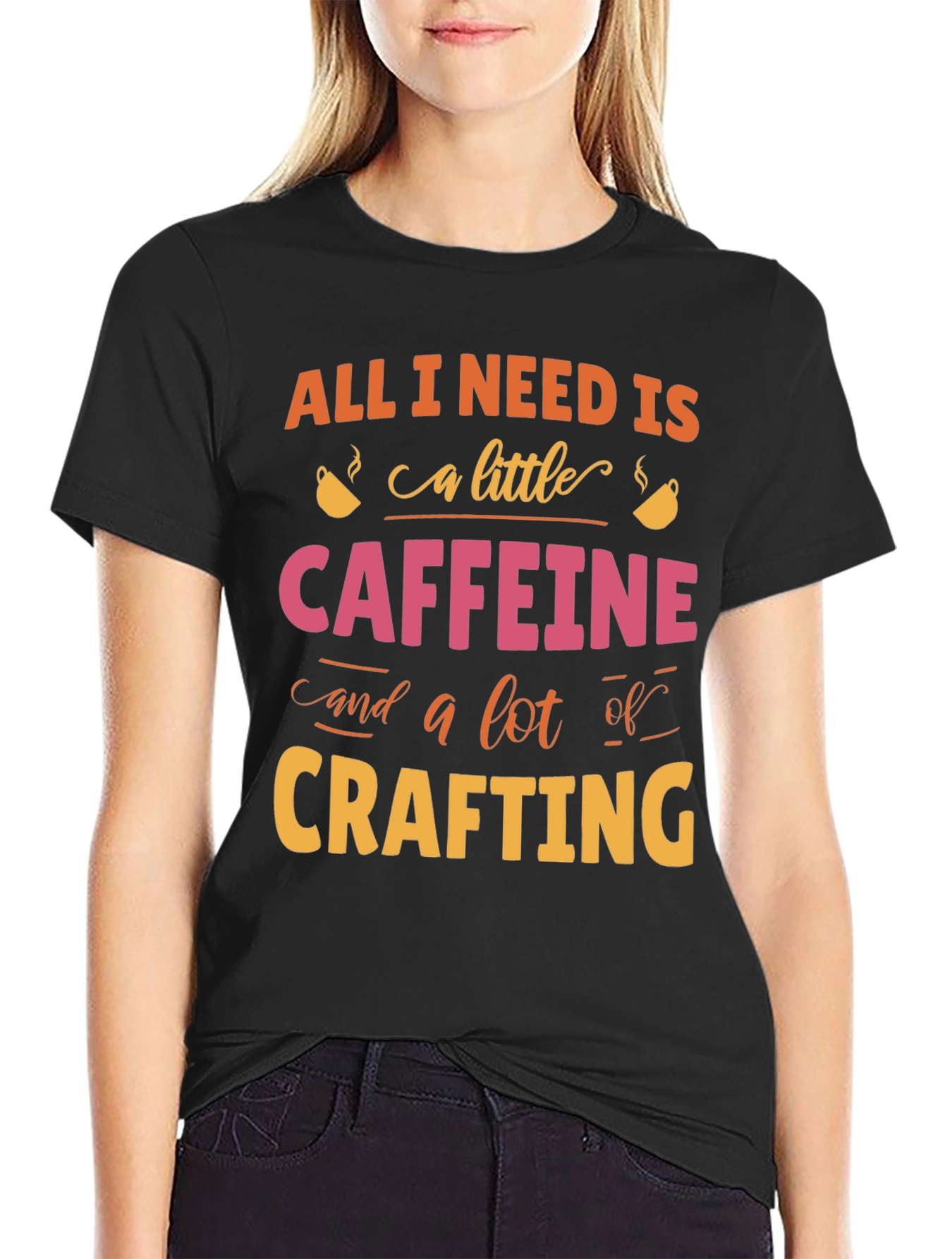 Black Caffeine & Crafting T-Shirt - Hobbyist Tee view 2