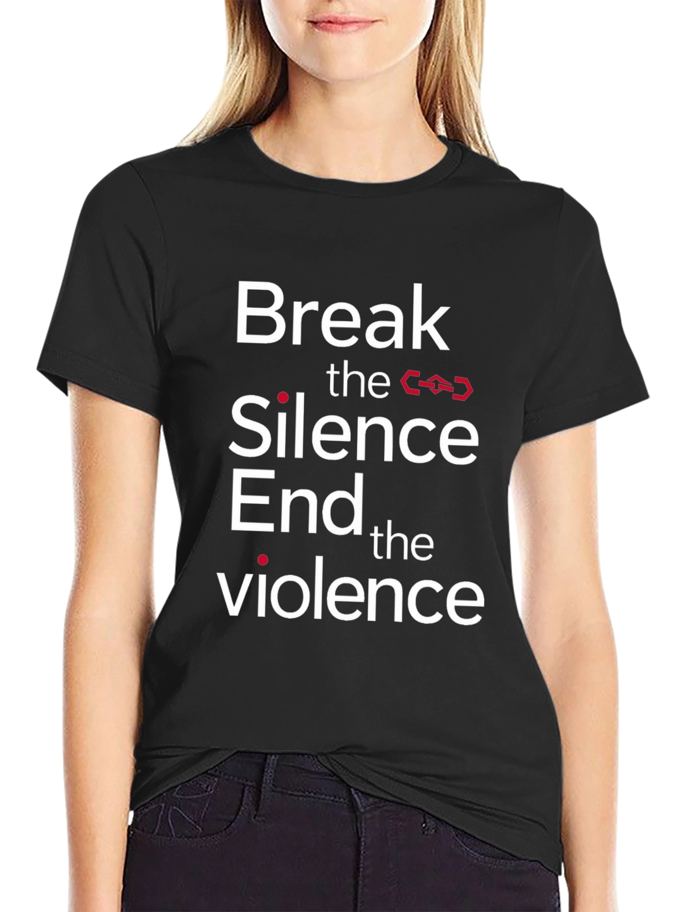 Black Break the Silence End the Violence Black T-Shirt view 2