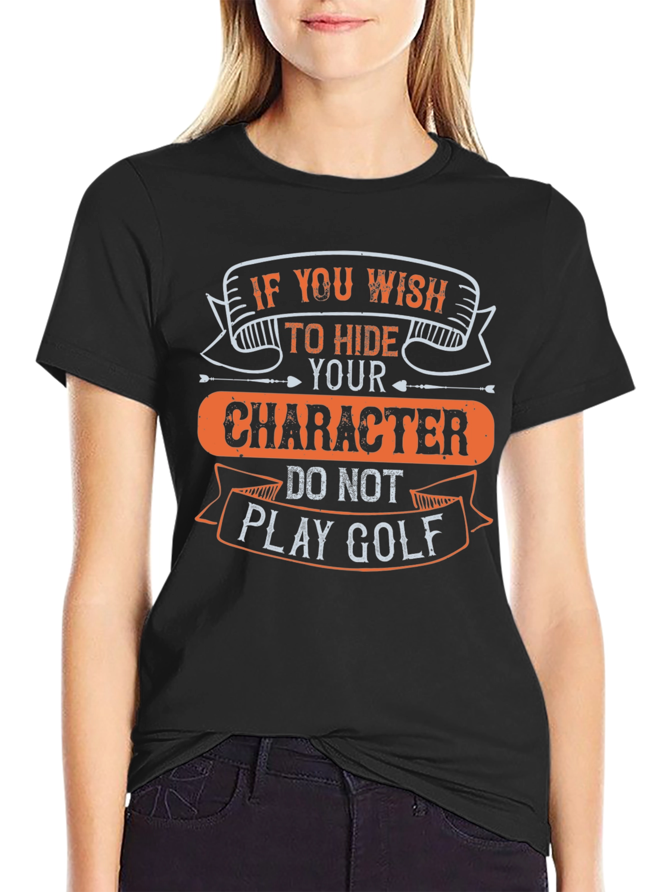 Black Funny Golf T-Shirt: Character Reveal Tee view 2