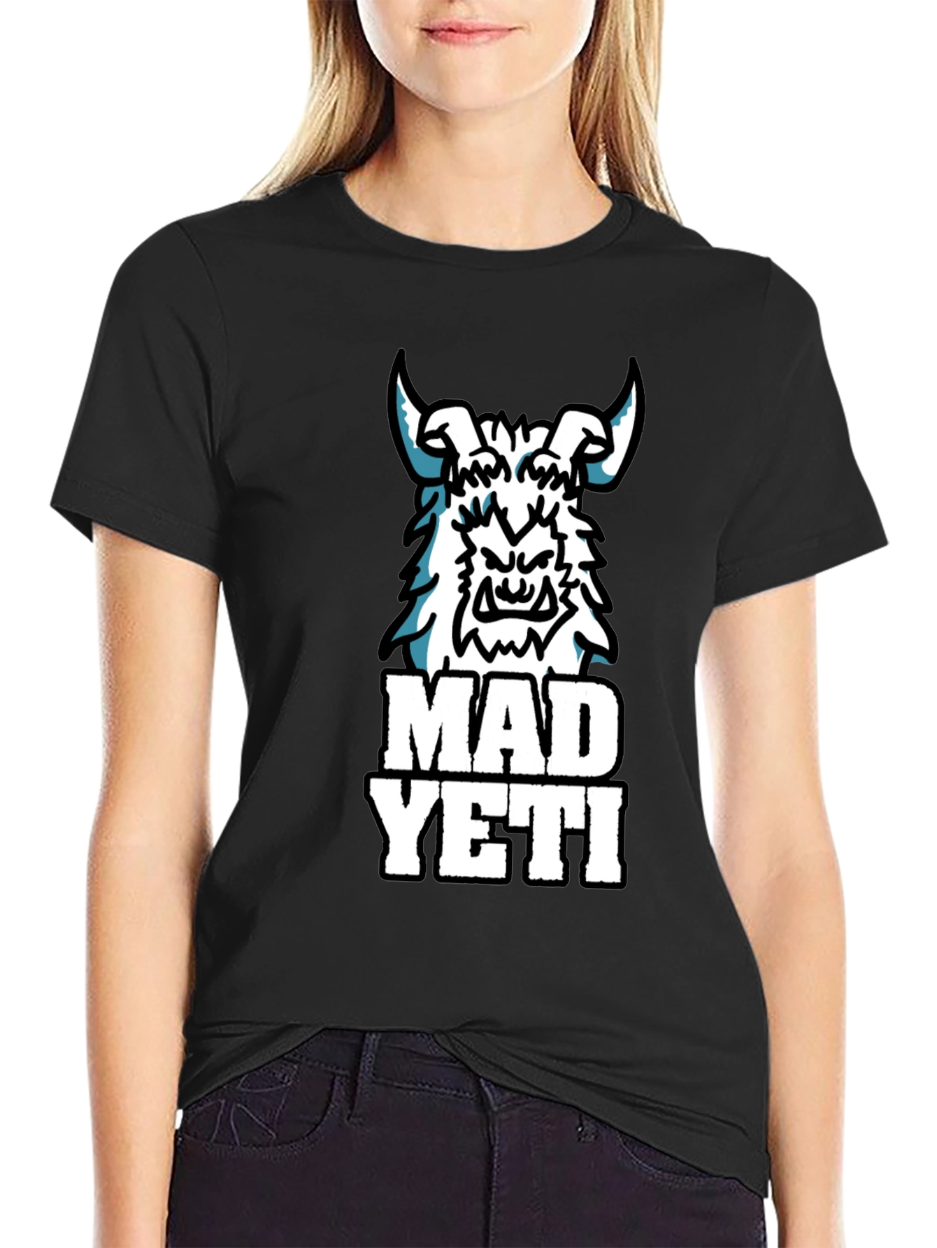 Black Mad Yeti Graphic Tee - Black Cotton T-Shirt view 2