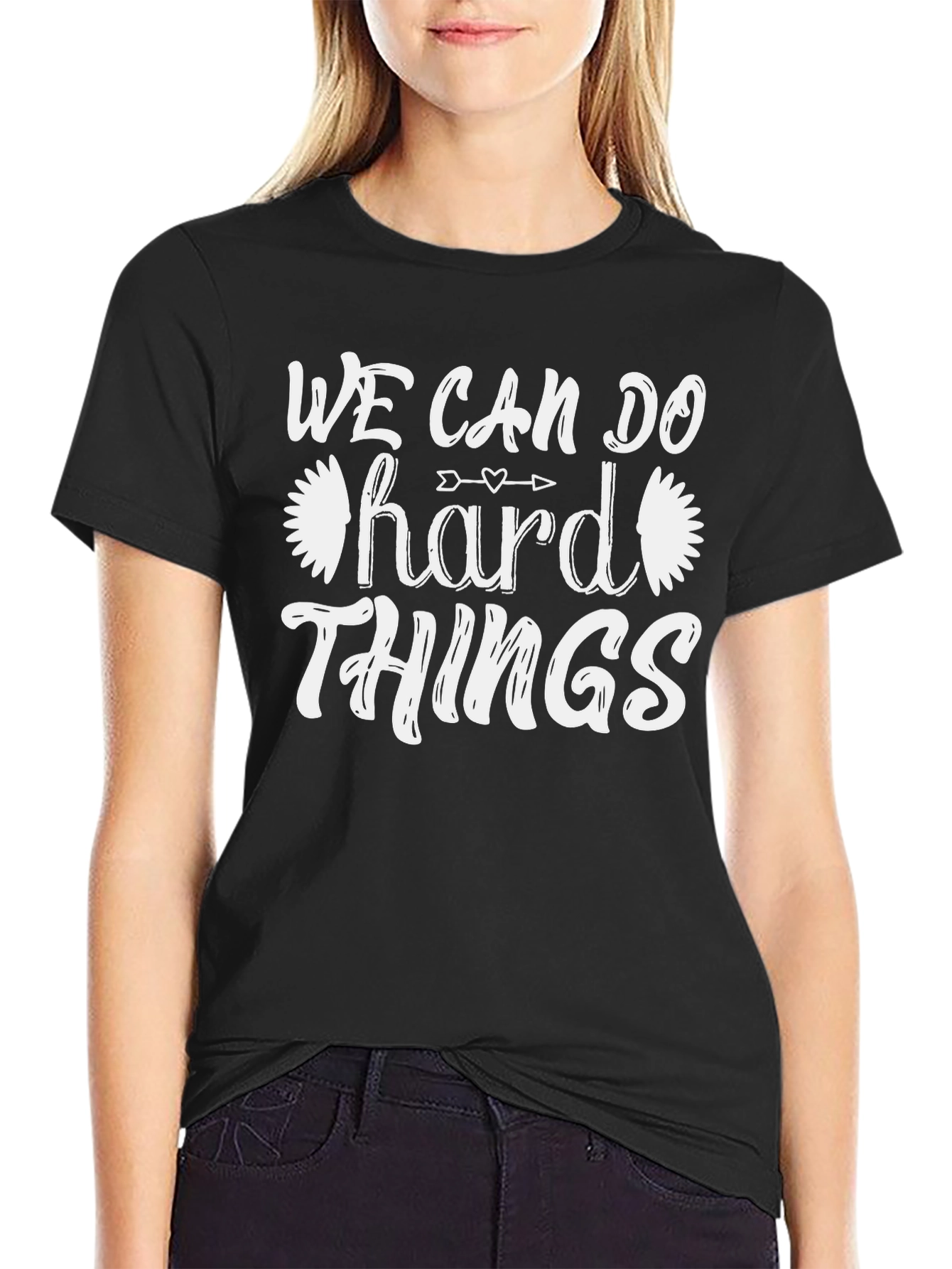 Black We Can Do Hard Things T-Shirt - Motivational Tee view 2