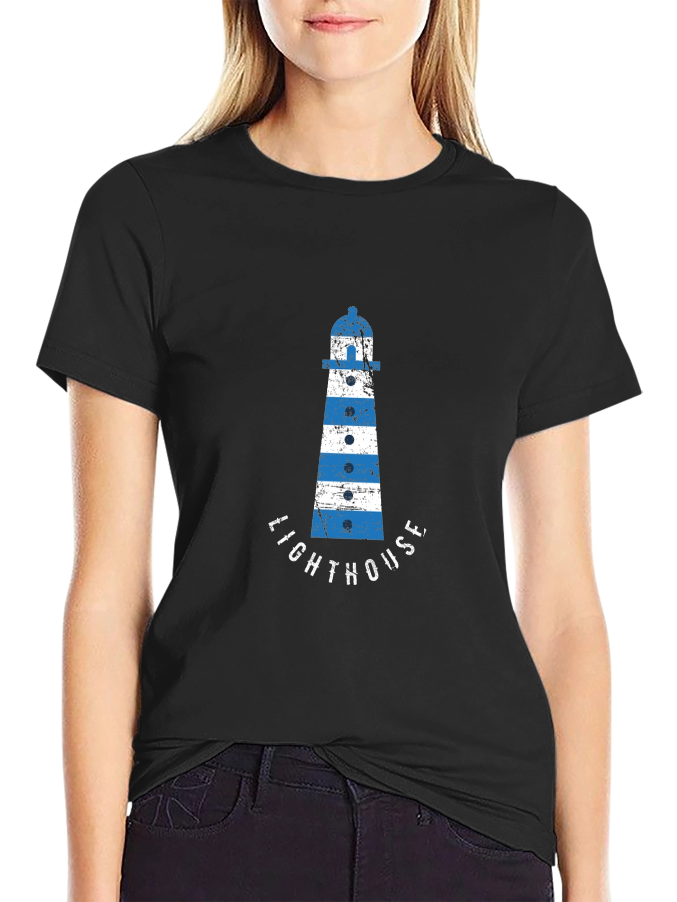 Black Lighthouse Graphic Tee - Coastal Style view 2