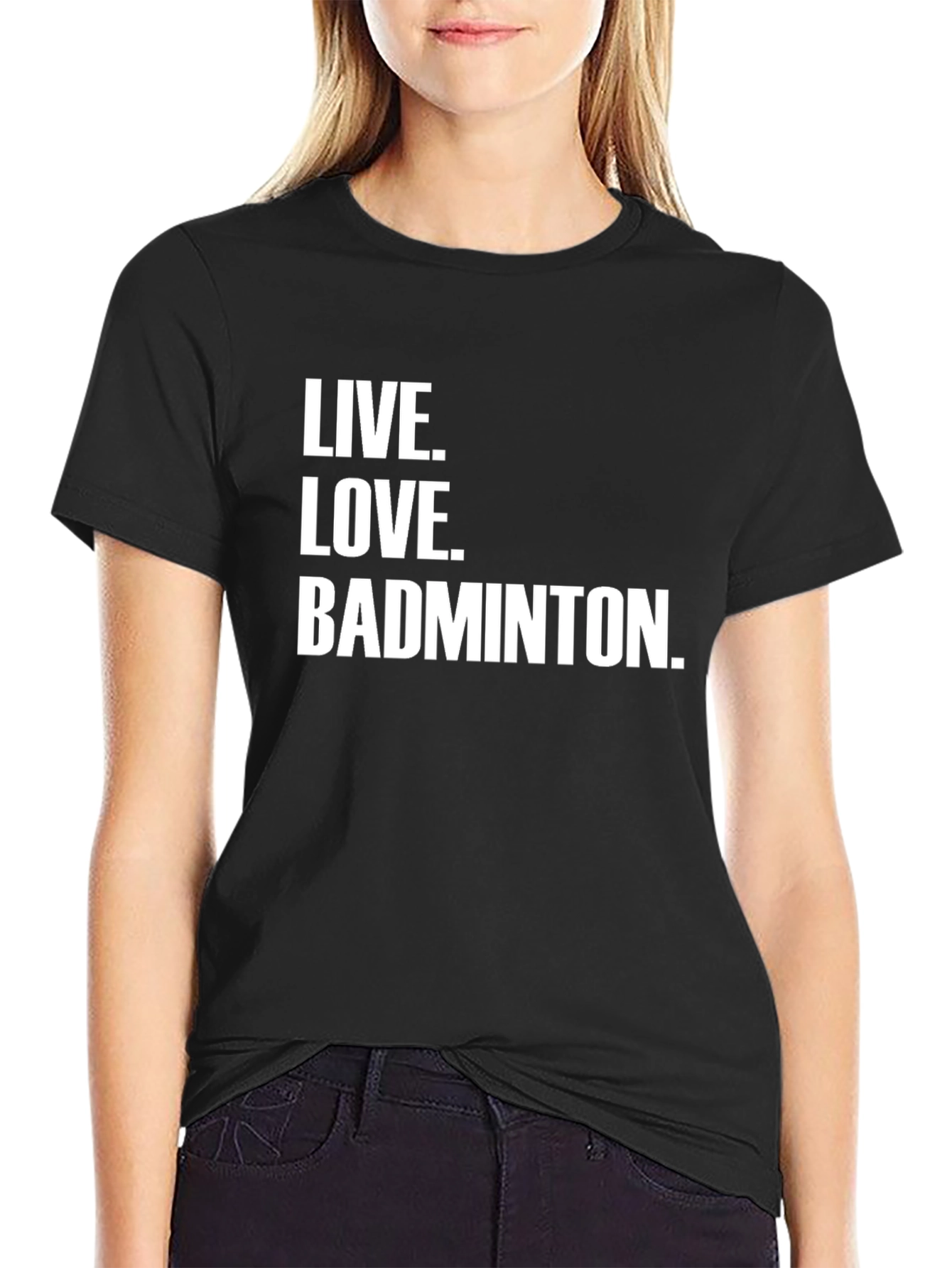 Black Live Love Badminton T-Shirt view 2