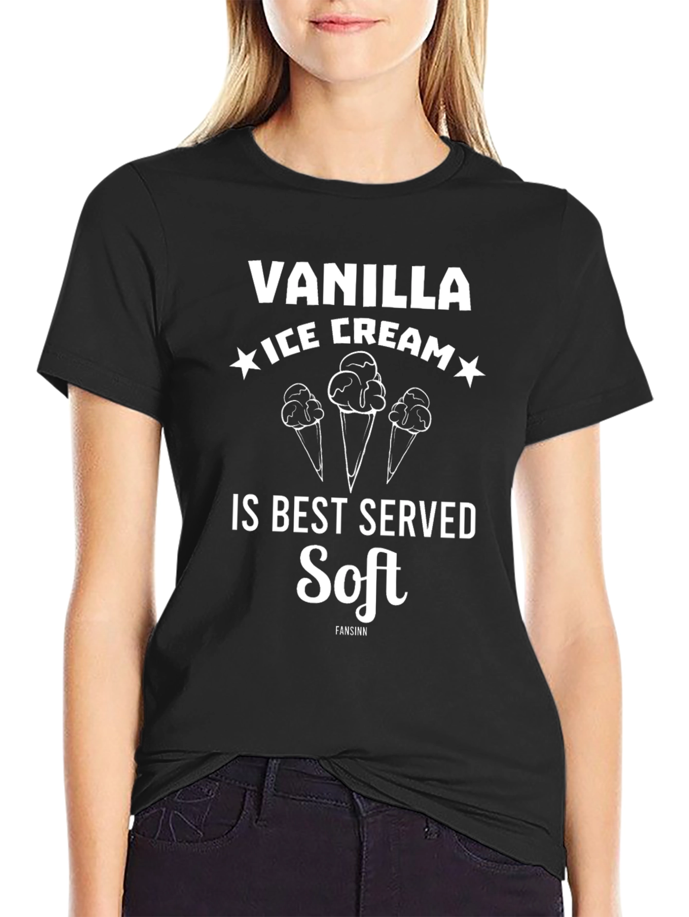 Black Vanilla Ice Cream Soft Serve T-Shirt view 2