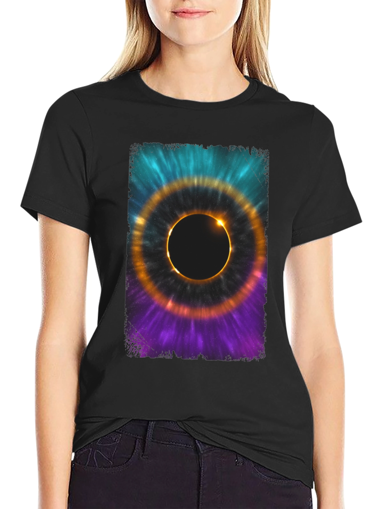 Black Total Solar Eclipse Graphic T-Shirt view 2