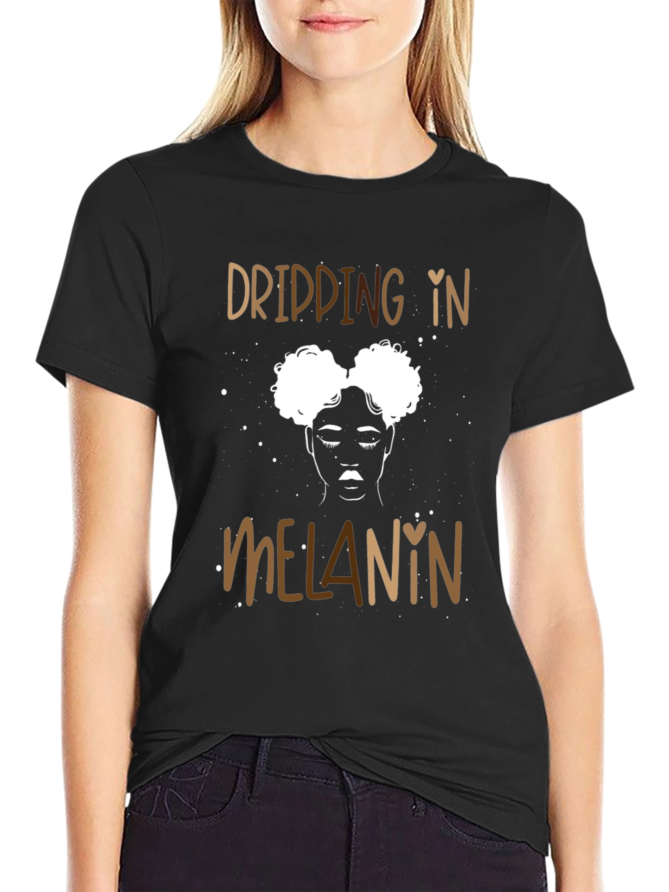 Black Dripping in Melanin Black Graphic Tee view 2