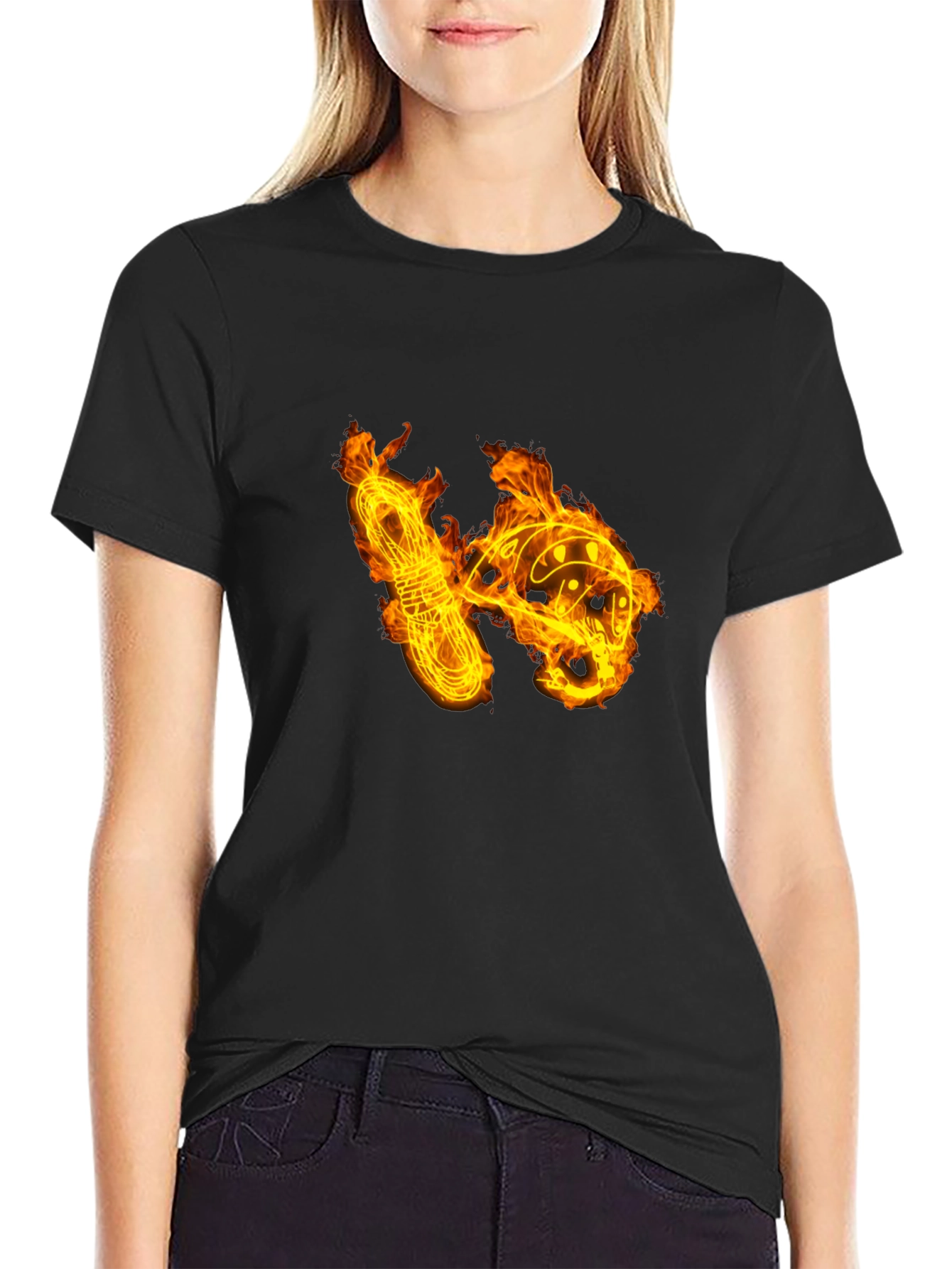 Black Fiery Climbing Gear Graphic Tee - Black Cotton Shirt view 2