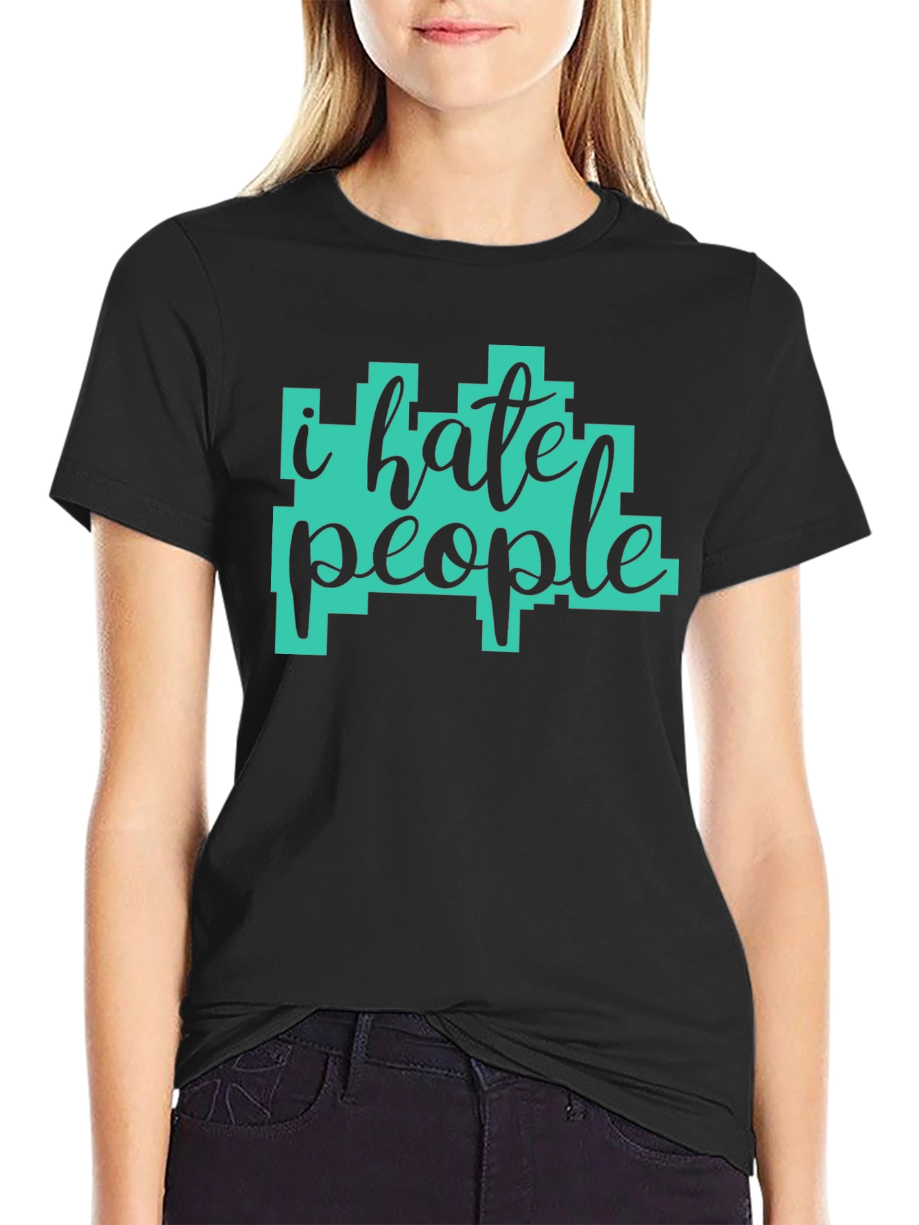 Black I Hate People Graphic Tee - Sarcastic Humor T-Shirt view 2
