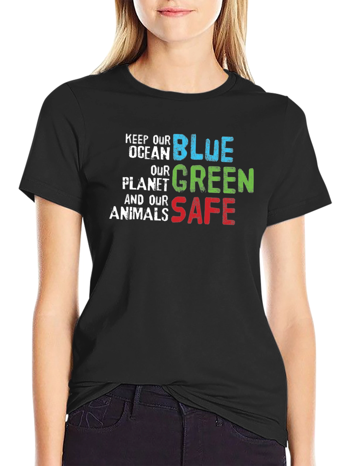 Black Keep Our Planet Safe T-Shirt view 2