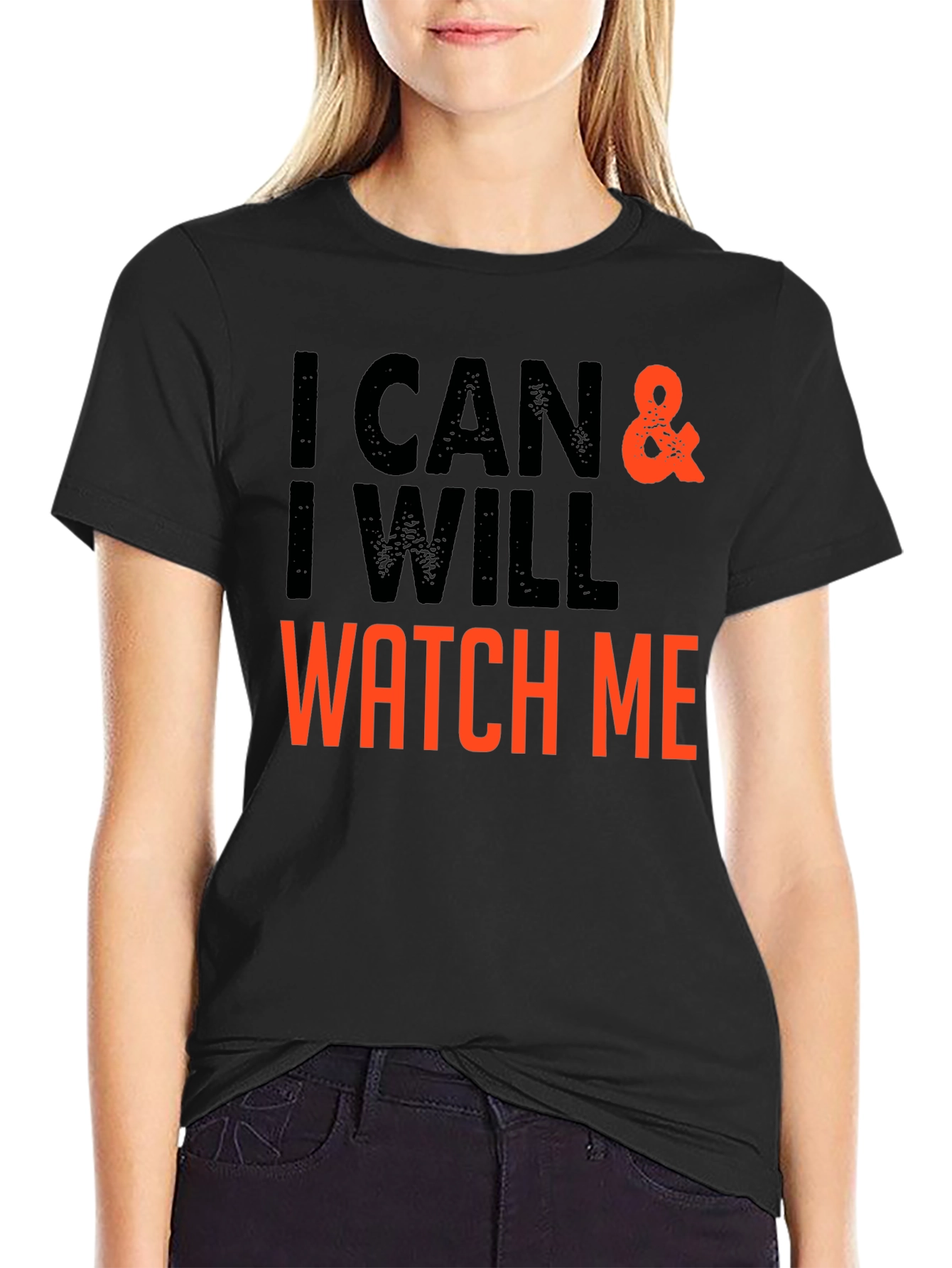 Black I Can & I Will - Motivational T-Shirt view 2