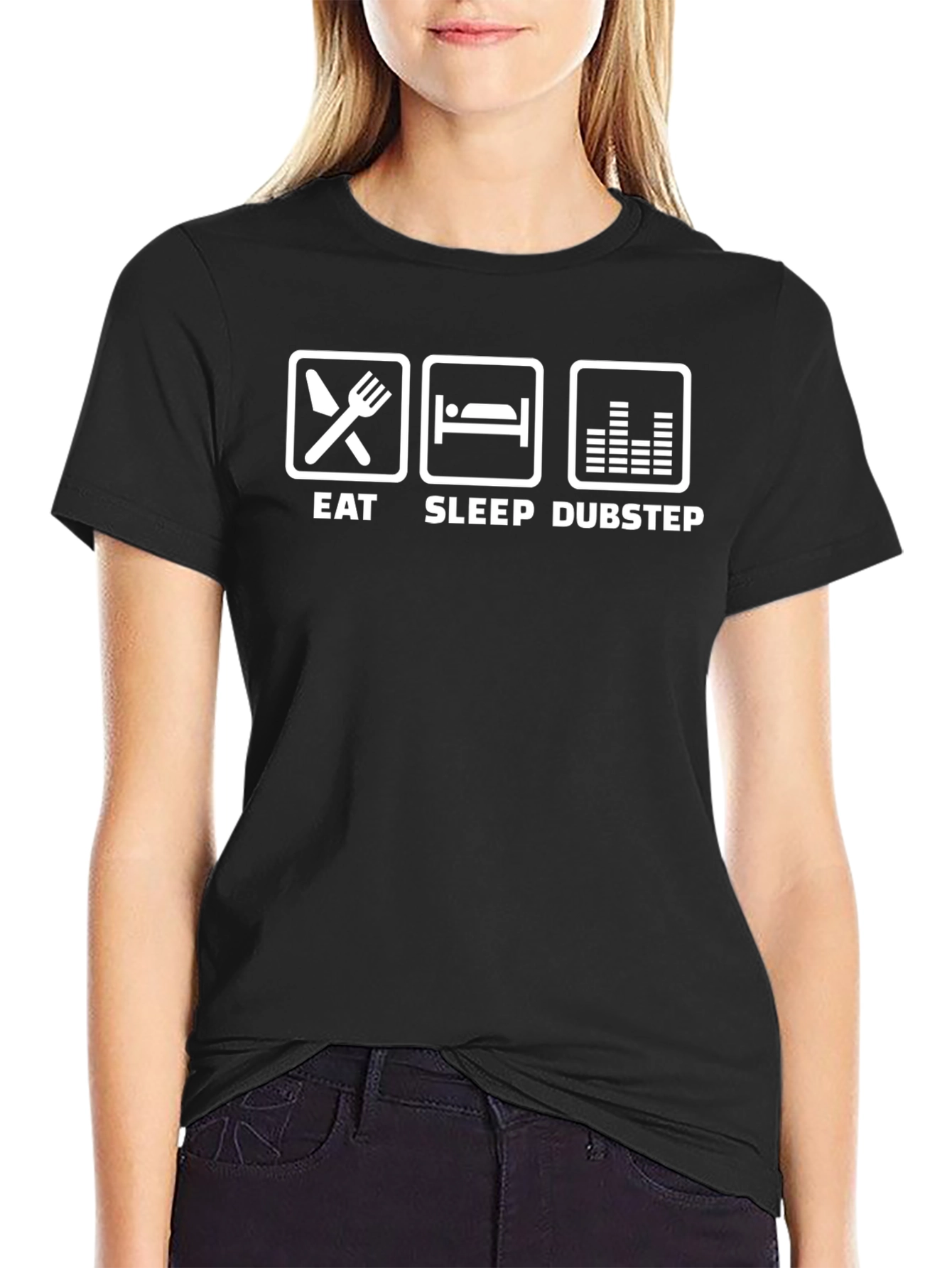 Black Eat Sleep Dubstep Black Graphic Tee view 2