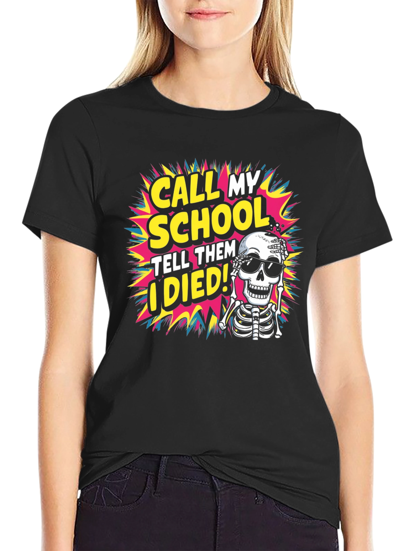 Black Call My School Skeleton T-Shirt view 2