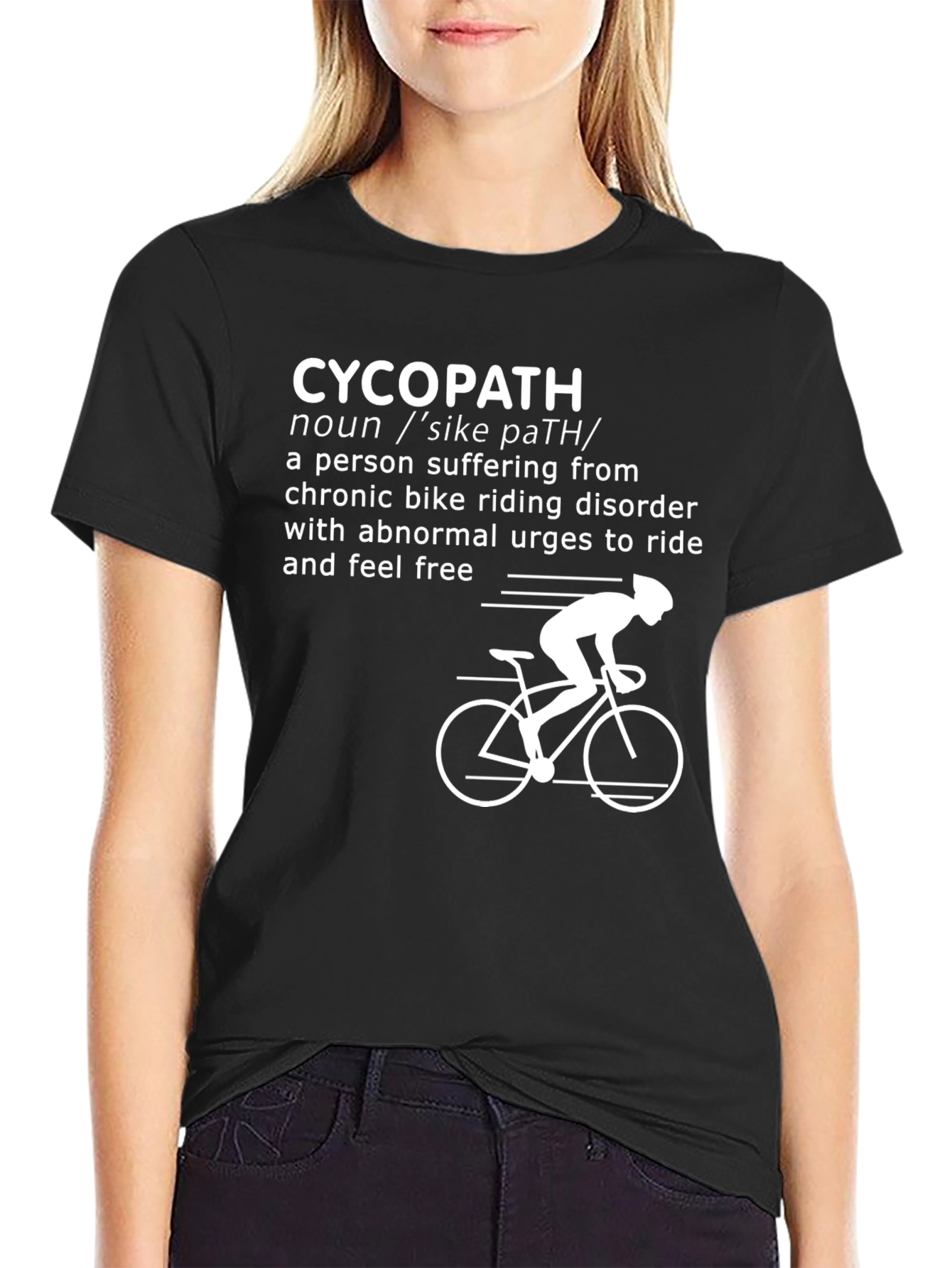 Black CycoPath Cycling T-Shirt - Funny Biker Tee view 2