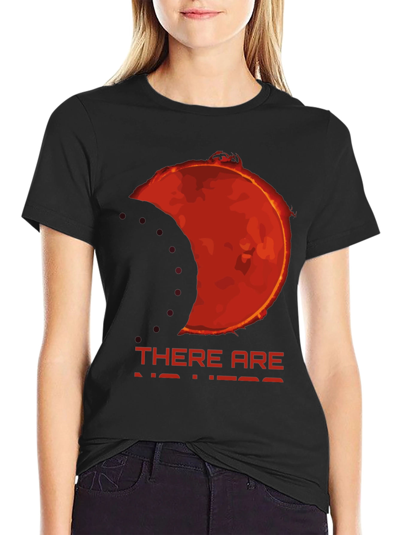 Black Eclipse Graphic Tee - "There Are No Heroes" Black T-Shirt view 2