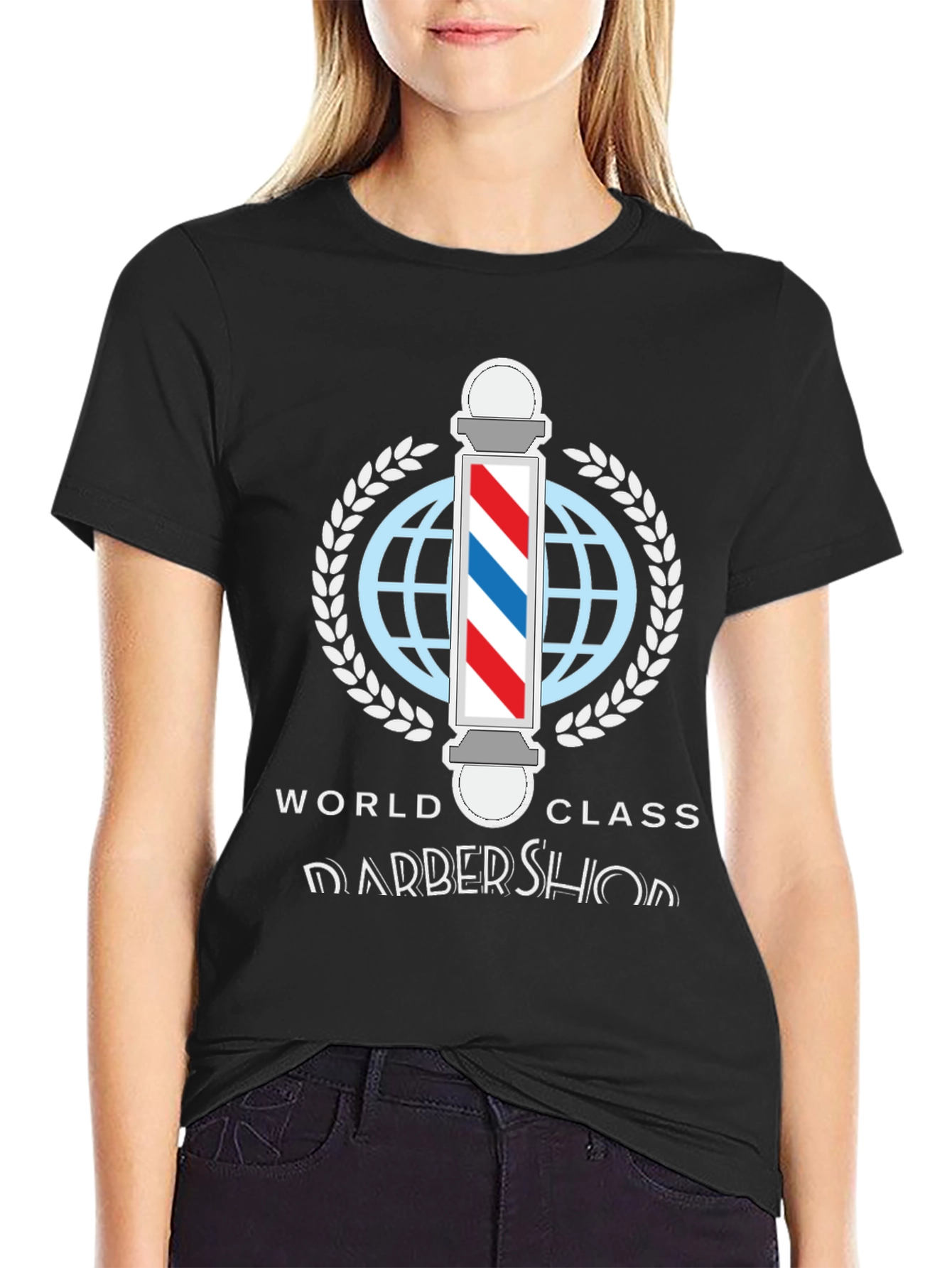 Black World Class Barbershop T-Shirt - Stylish Barber Apparel view 2