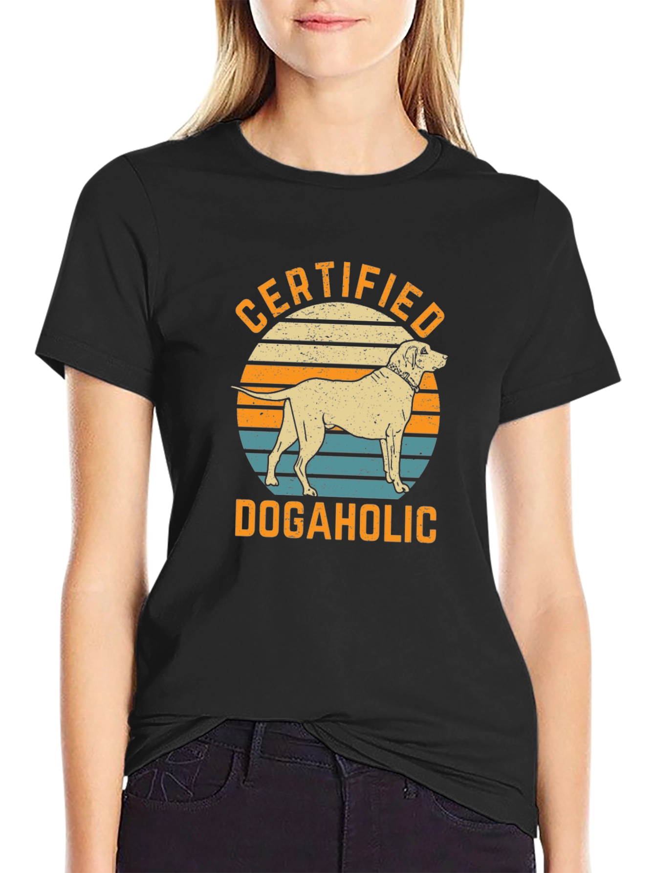 Black Certified Dogaholic Graphic T-Shirt view 2