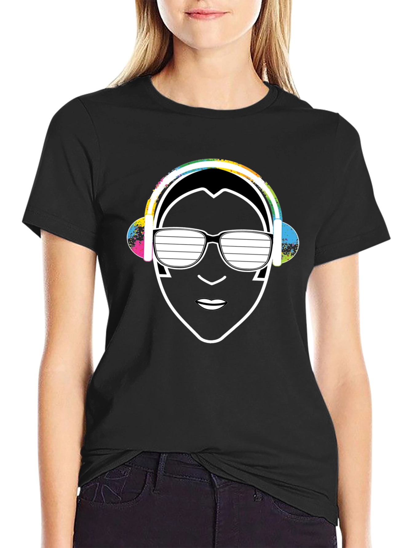 Black Cool DJ Graphic Tee - Black Cotton Blend view 2