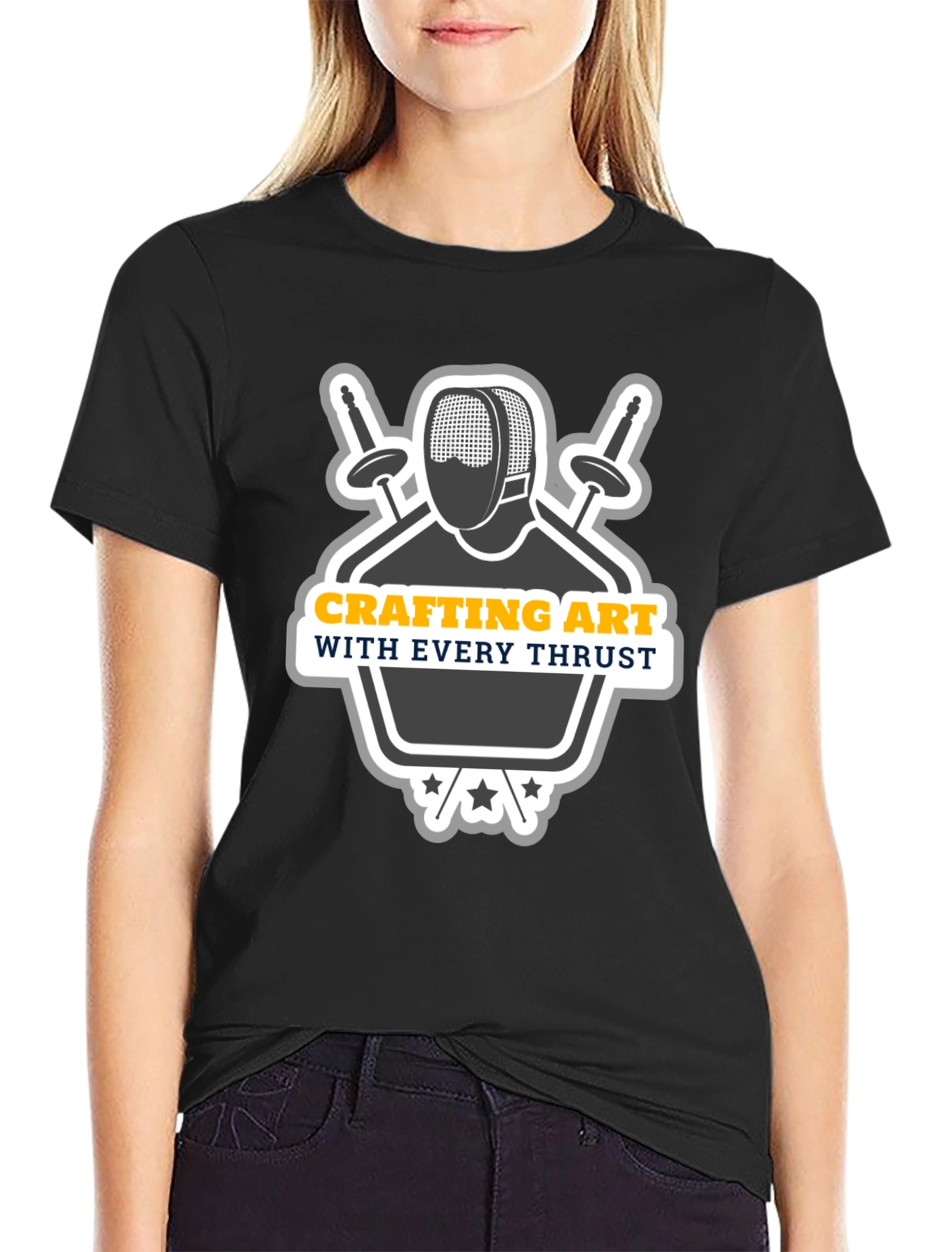 Black Crafting Art Fencing T-Shirt - Every Thrust view 2