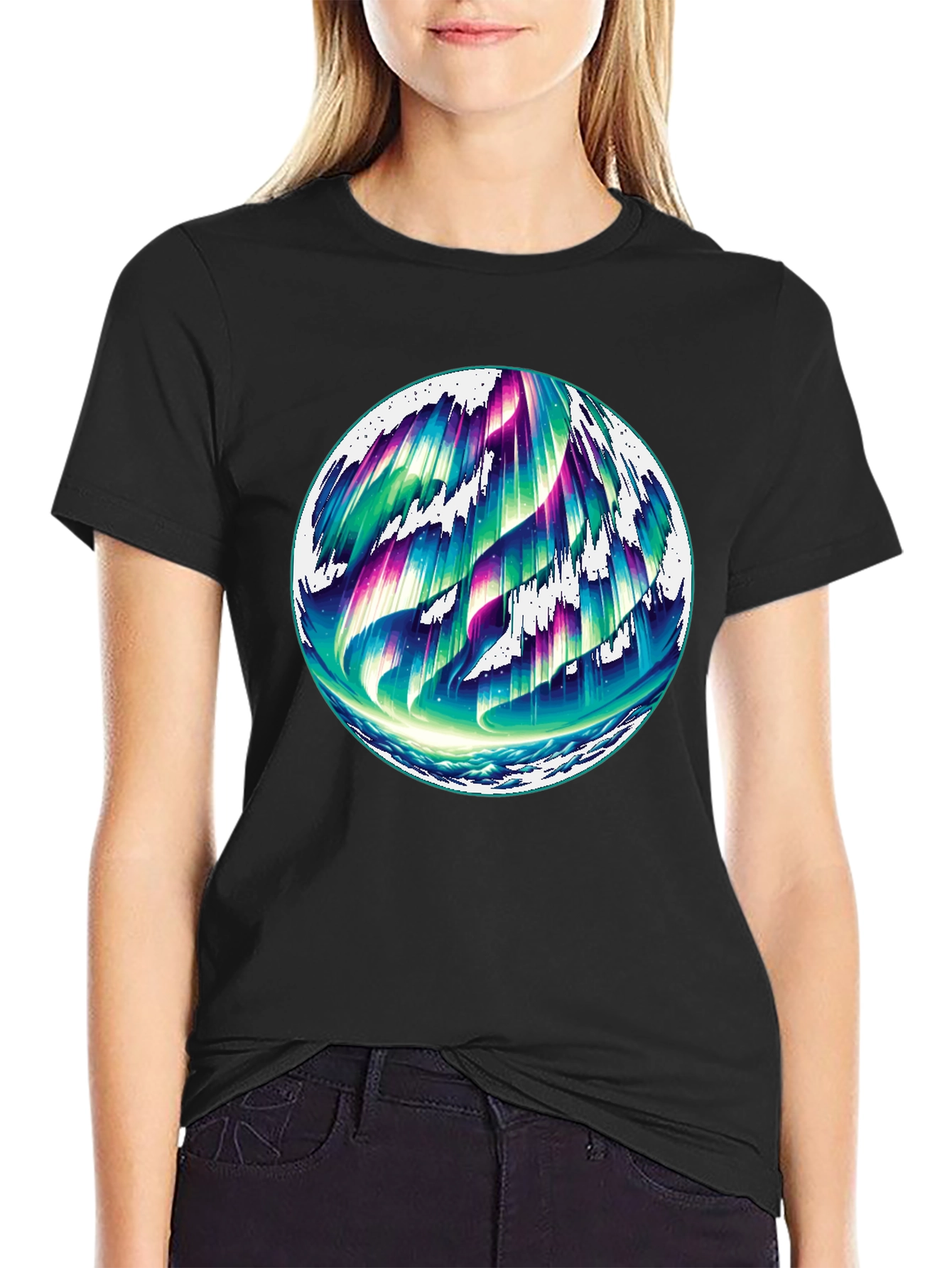 Northern Lights Graphic Black Tee - 2