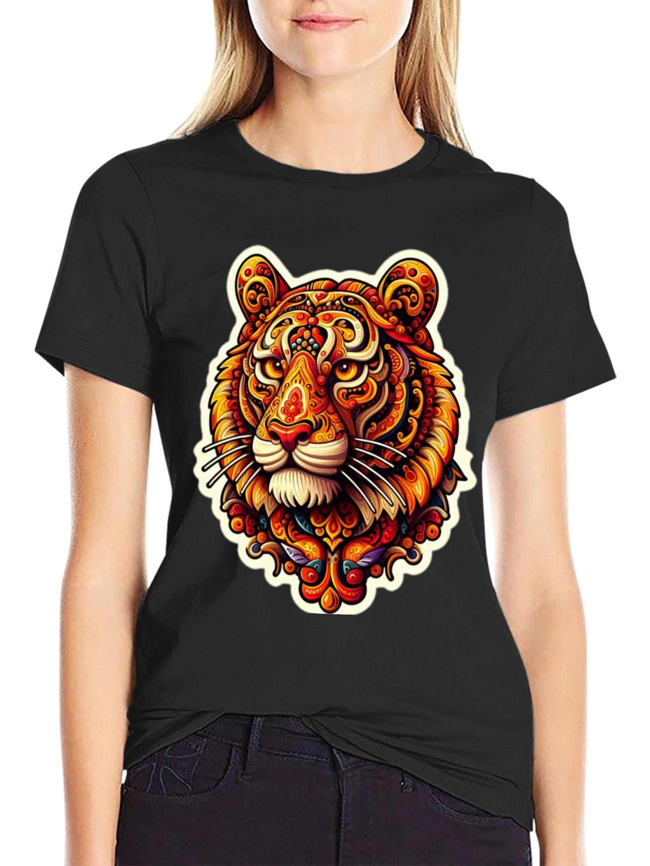 Black Tiger Graphic Tee - Unique Colorful Design view 2