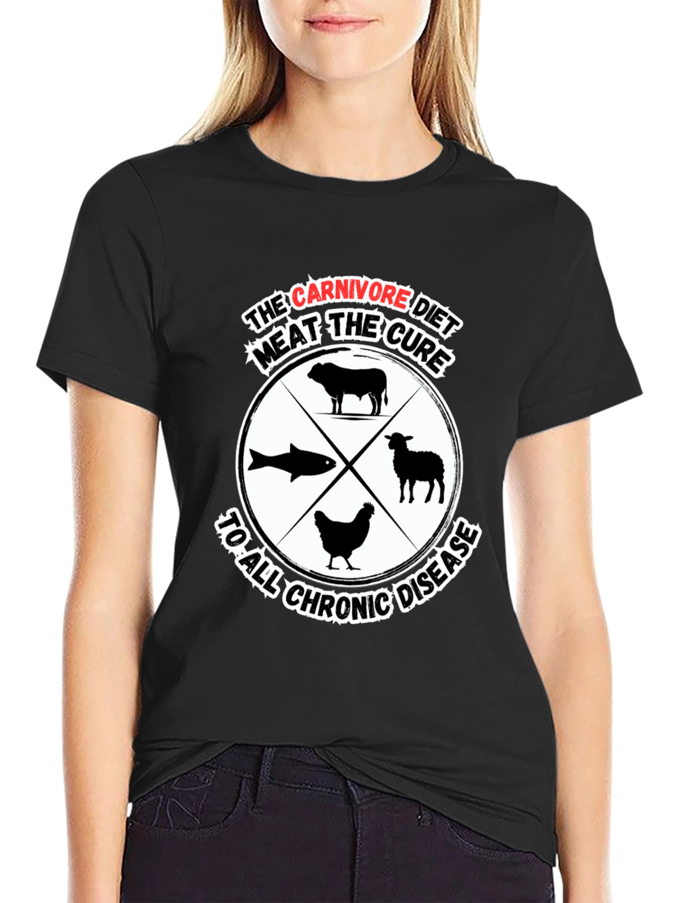 Carnivore Diet Cure Black Graphic T-Shirt - 2