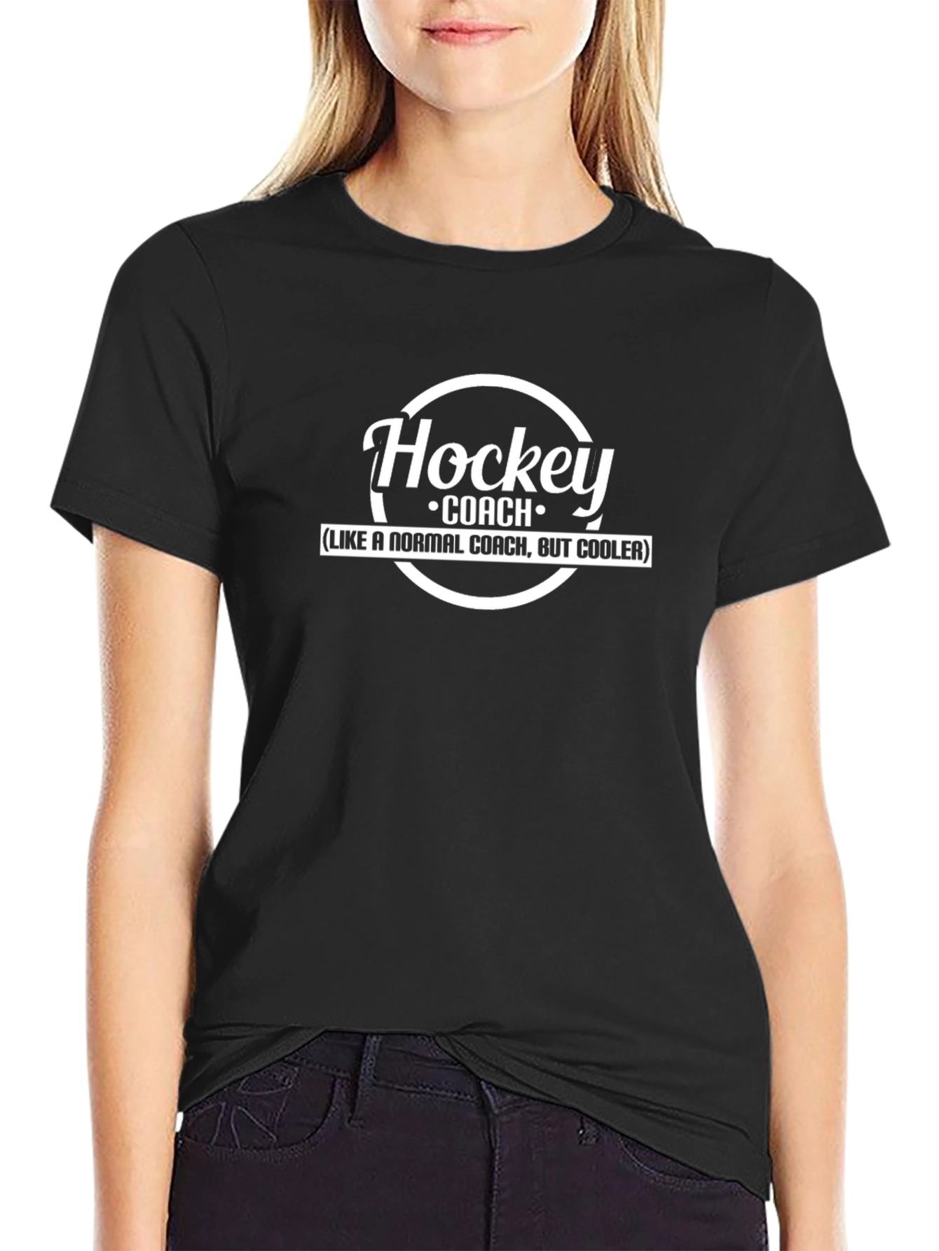Black Hockey Coach Cool T-Shirt: Perfect for Hockey Fans! view 2