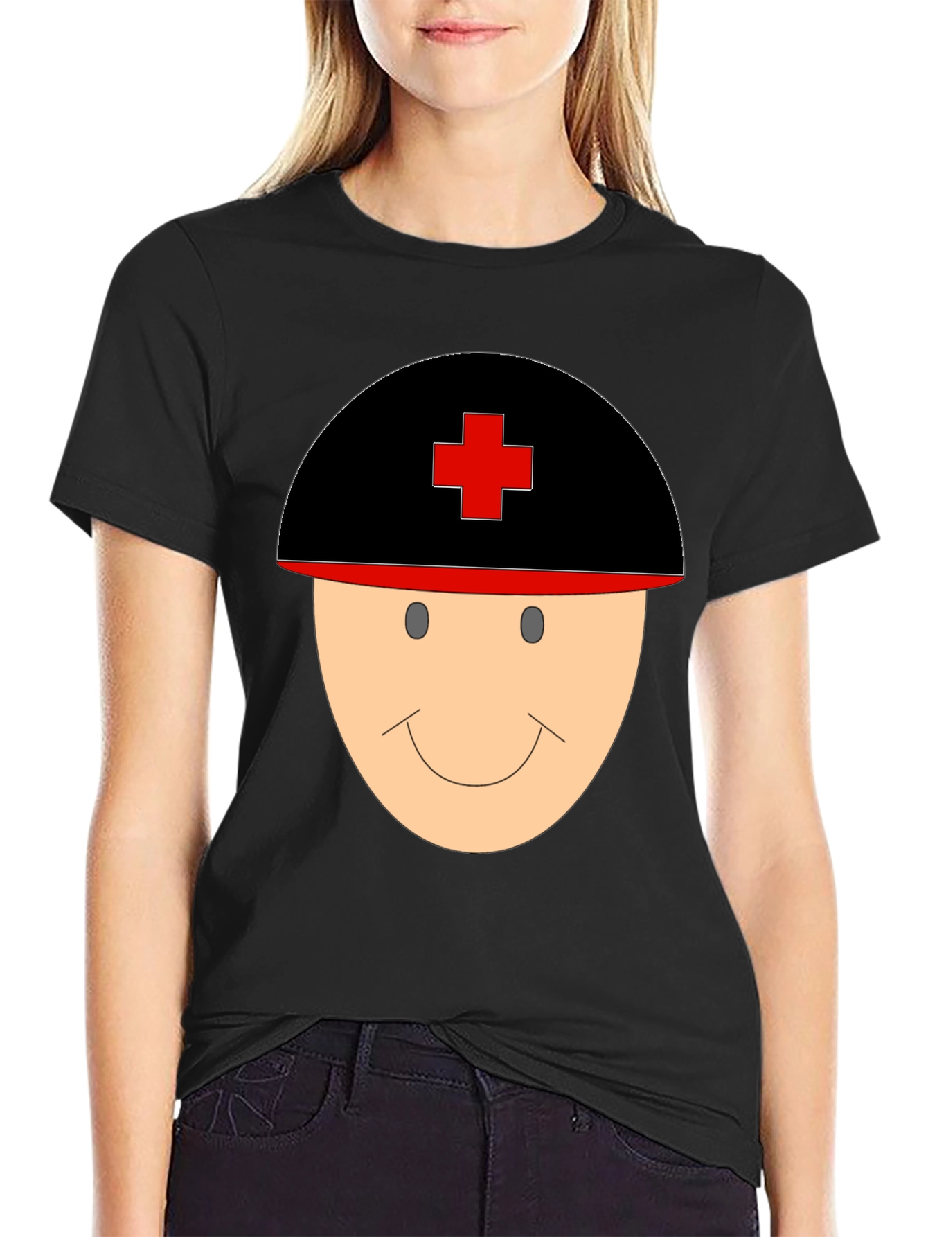 Black Nurse Face Graphic T-Shirt view 2