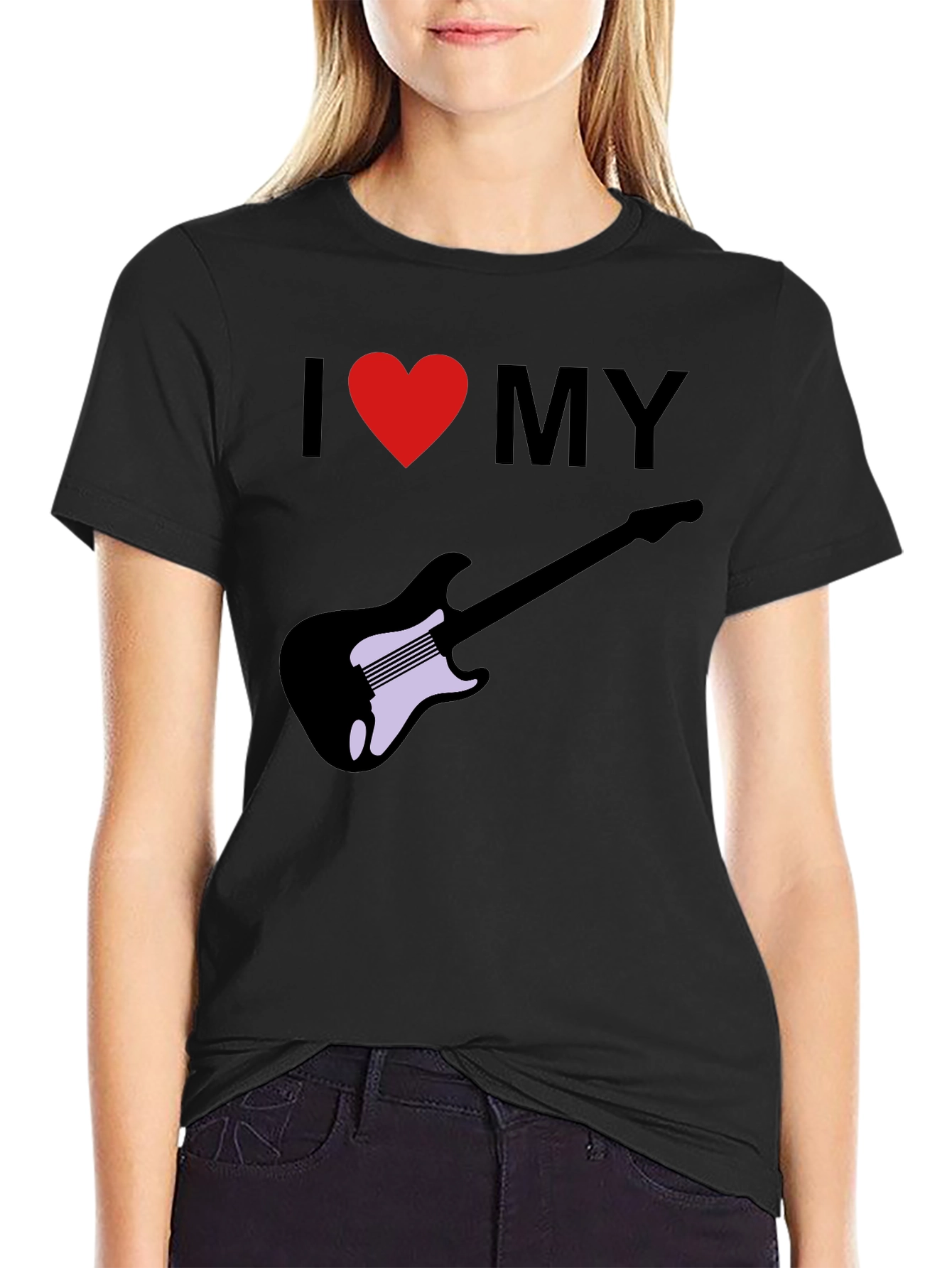 Black I Love My Guitar Graphic Tee view 2