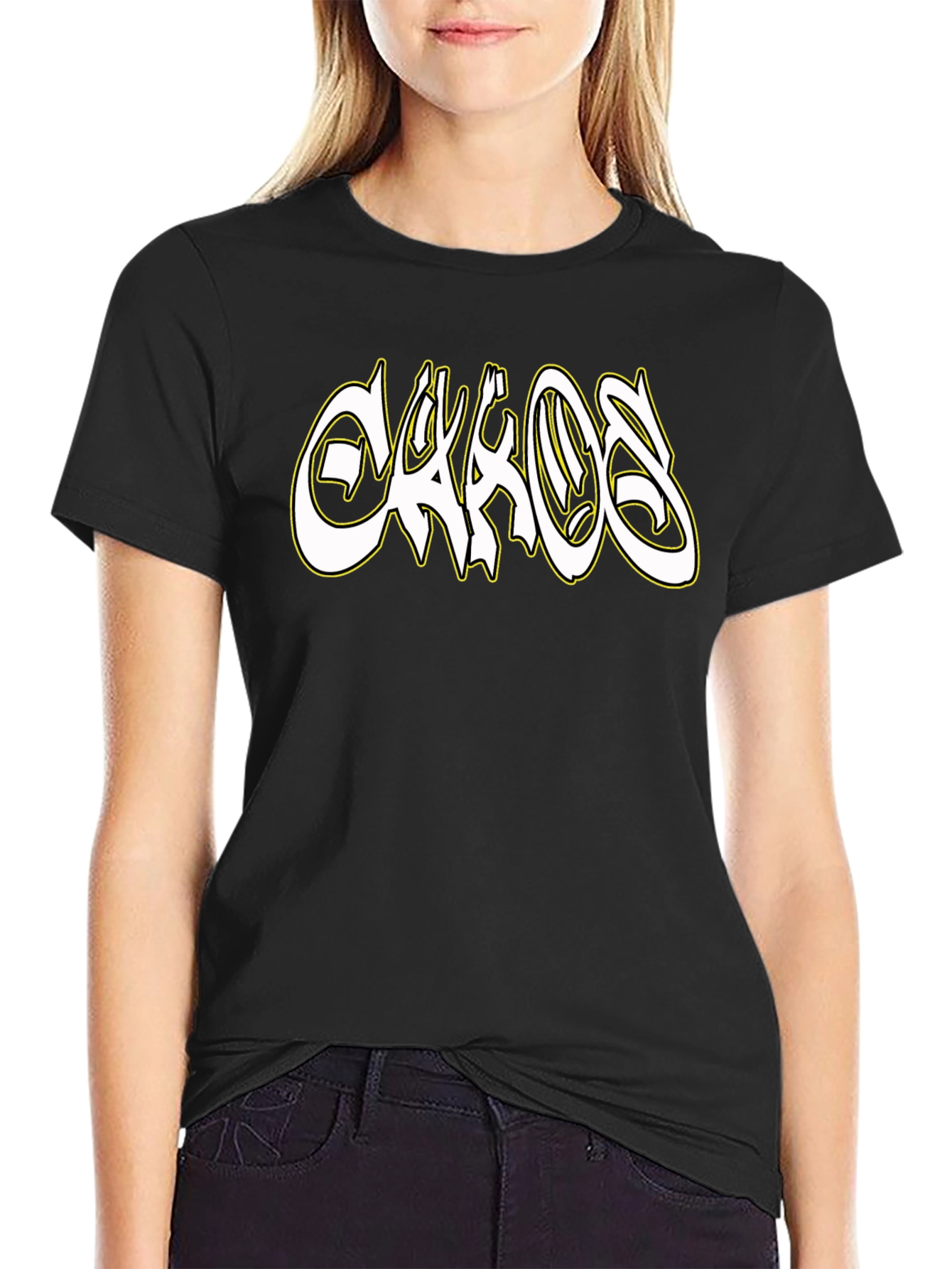Black Chaos Graphic Black T-Shirt view 2
