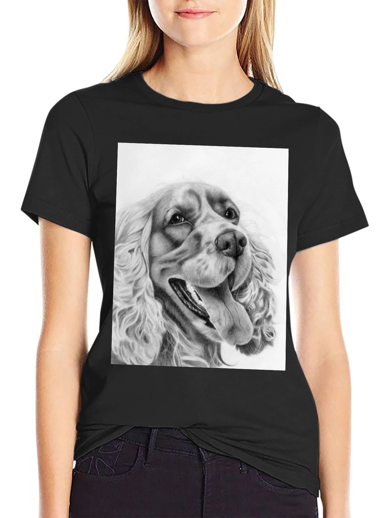 Black Dog Portrait Graphic Tee - Black view 2