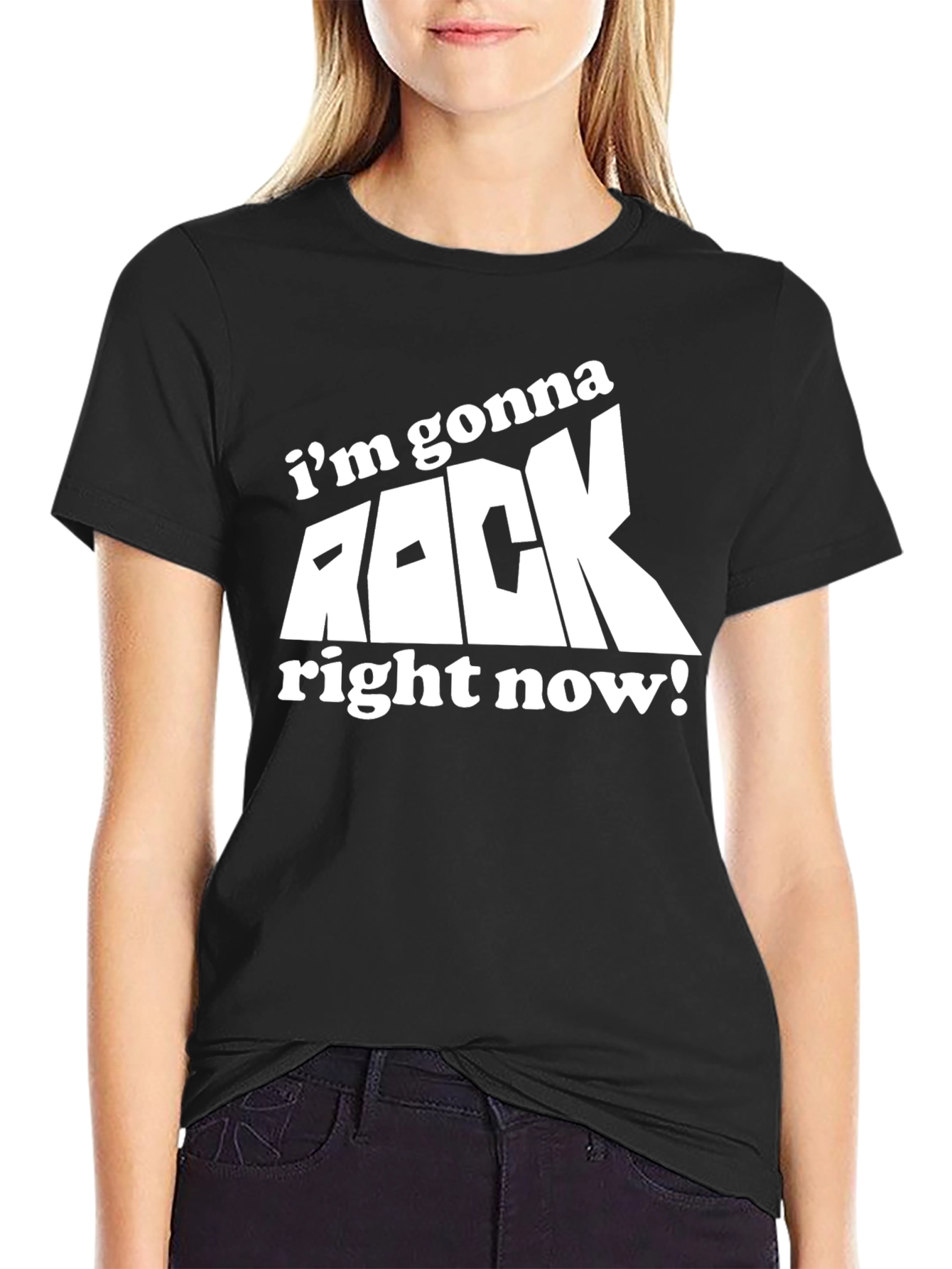 Black I'm Gonna Rock Right Now Graphic Tee view 2