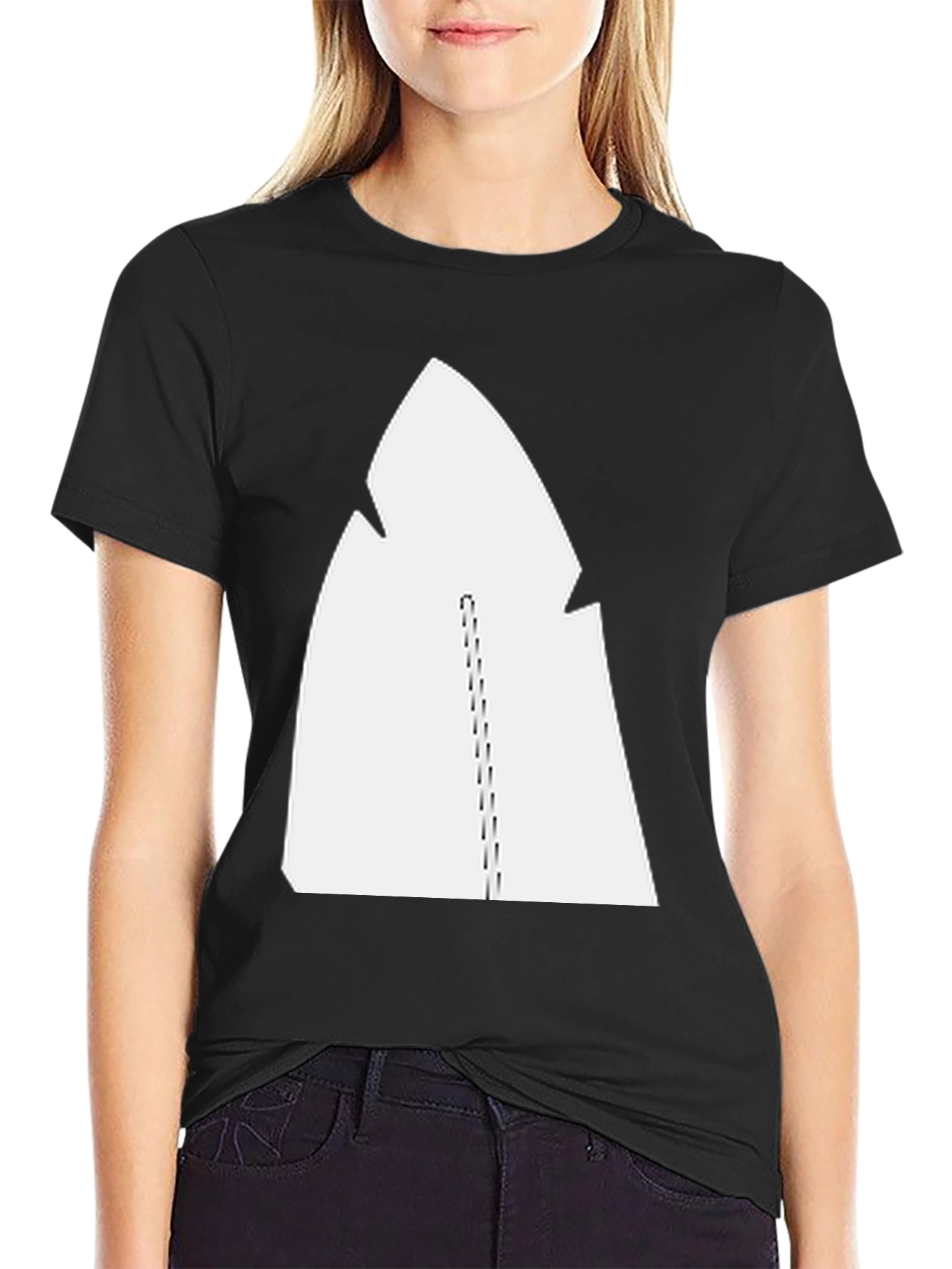 Black Cool Graphic Tee - Abstract White Design on Black view 2