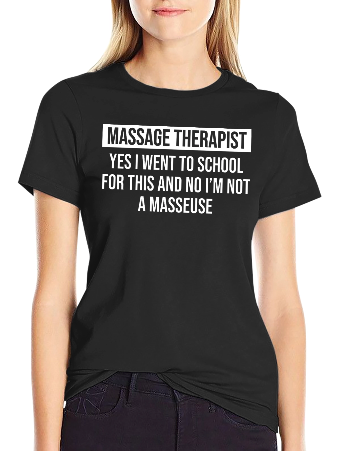 Black Massage Therapist T-Shirt - School Pride Gift view 2