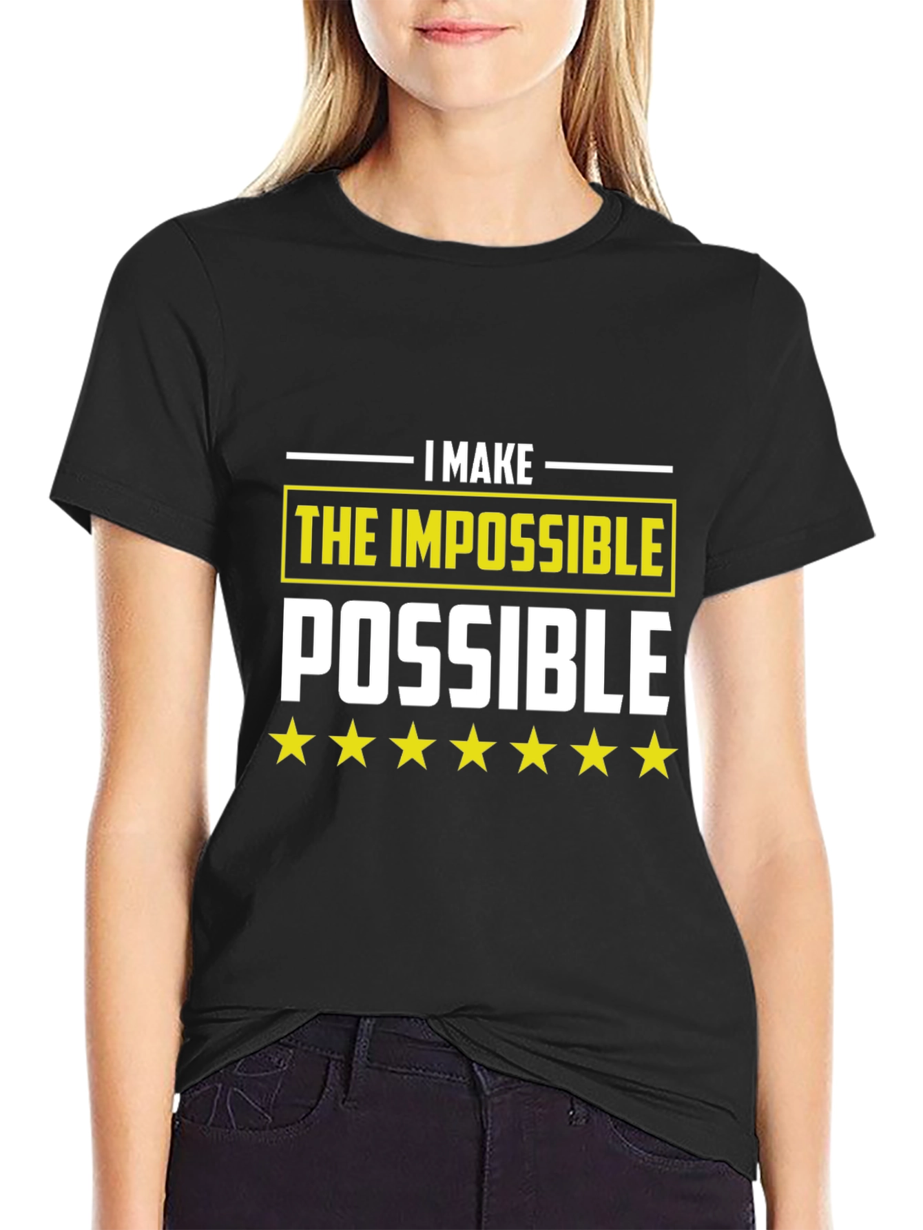 Black I Make The Impossible Possible Black T-Shirt view 2