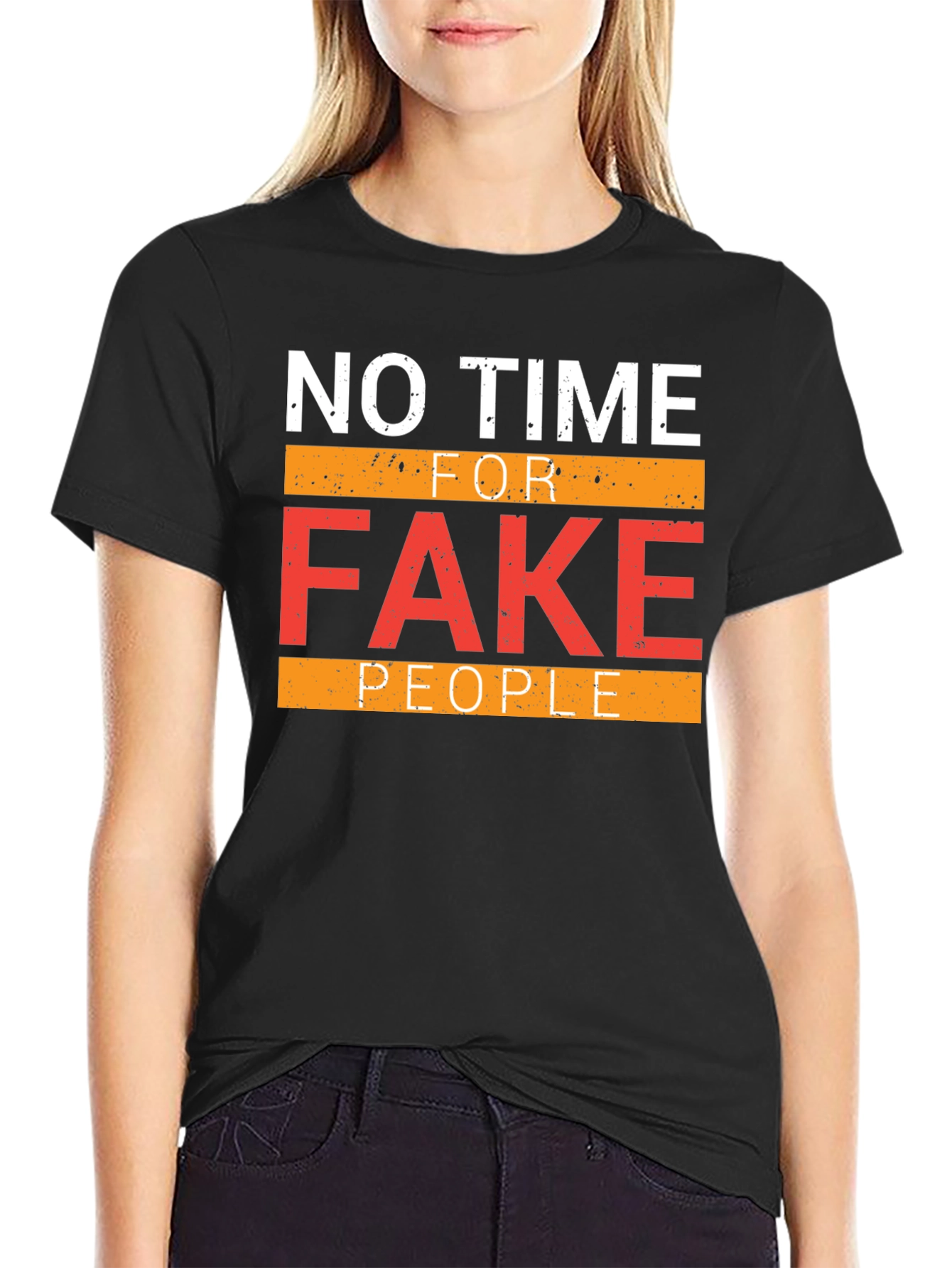 Black No Time For Fake People Graphic Tee view 2