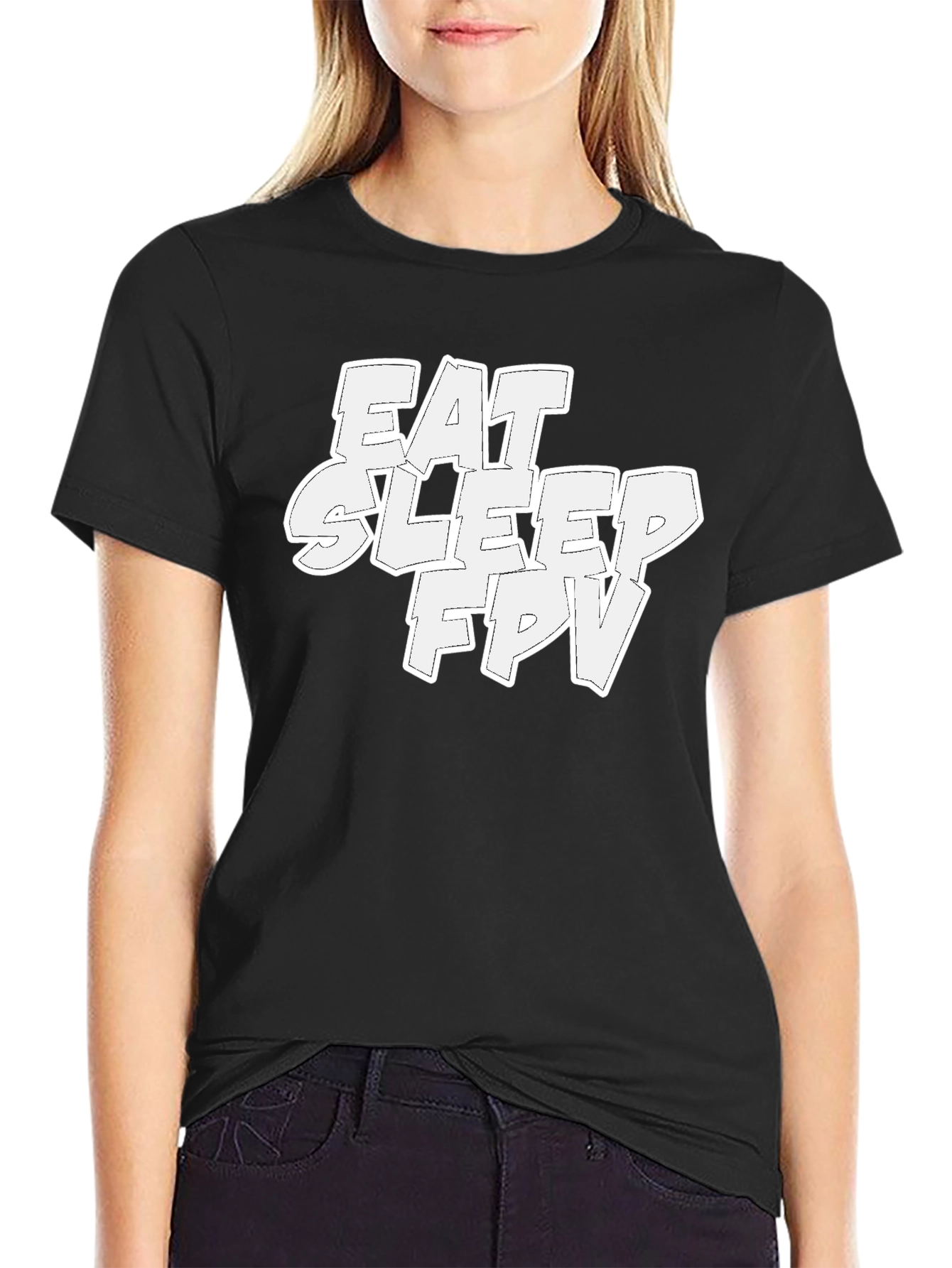 Eat Sleep FPV T-Shirt - Black Graphic Tee - 2