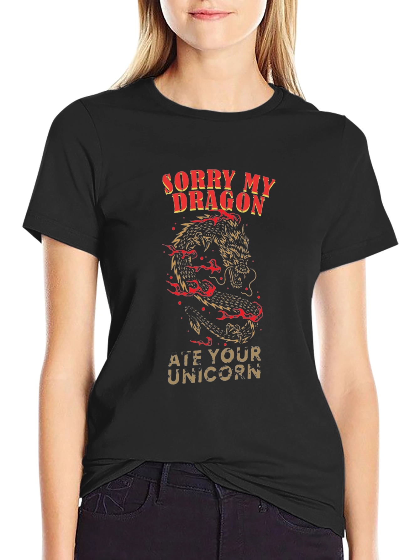 Black Dragon Ate Your Unicorn Graphic Tee view 2