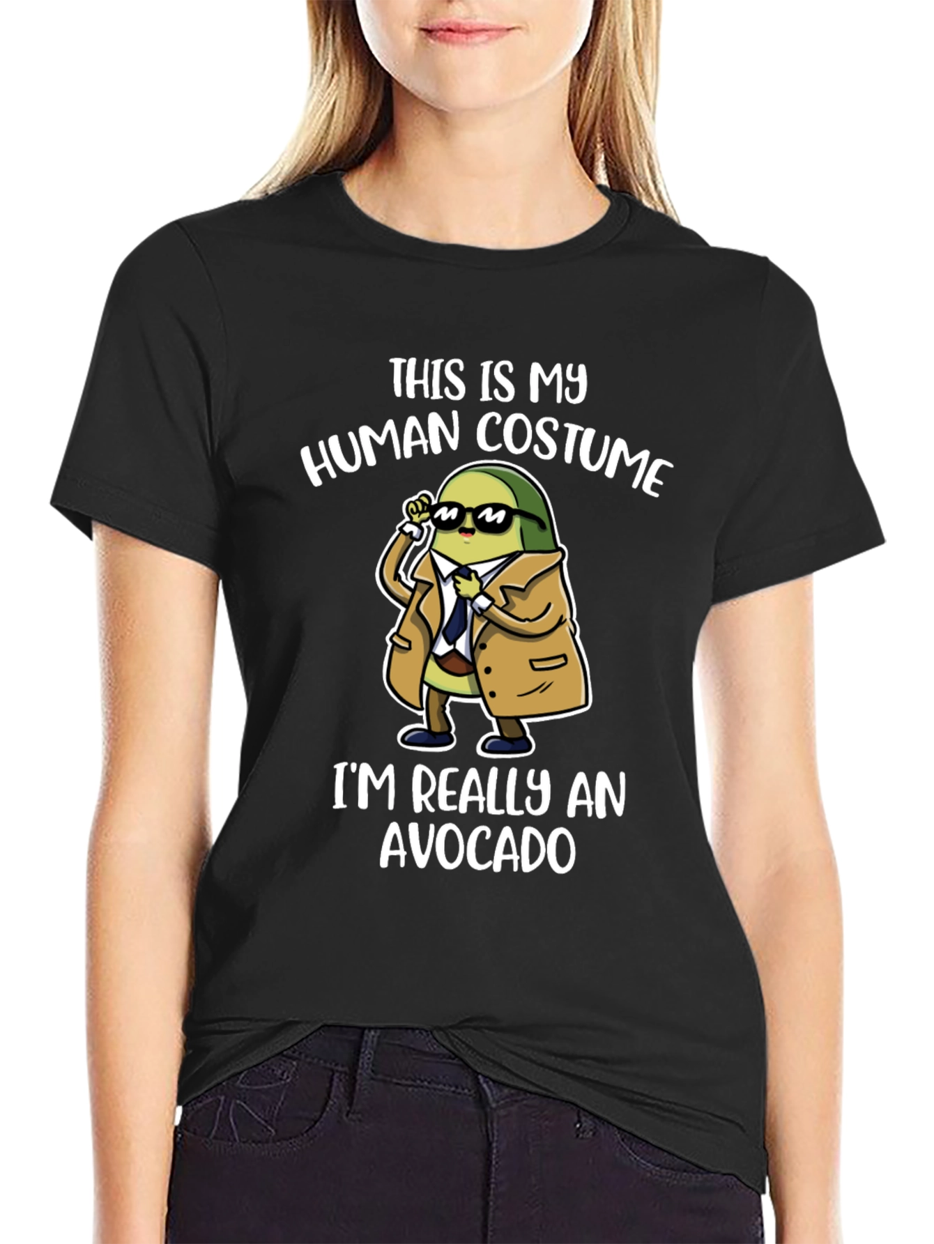 Black Avocado Human Costume Graphic T-Shirt view 2